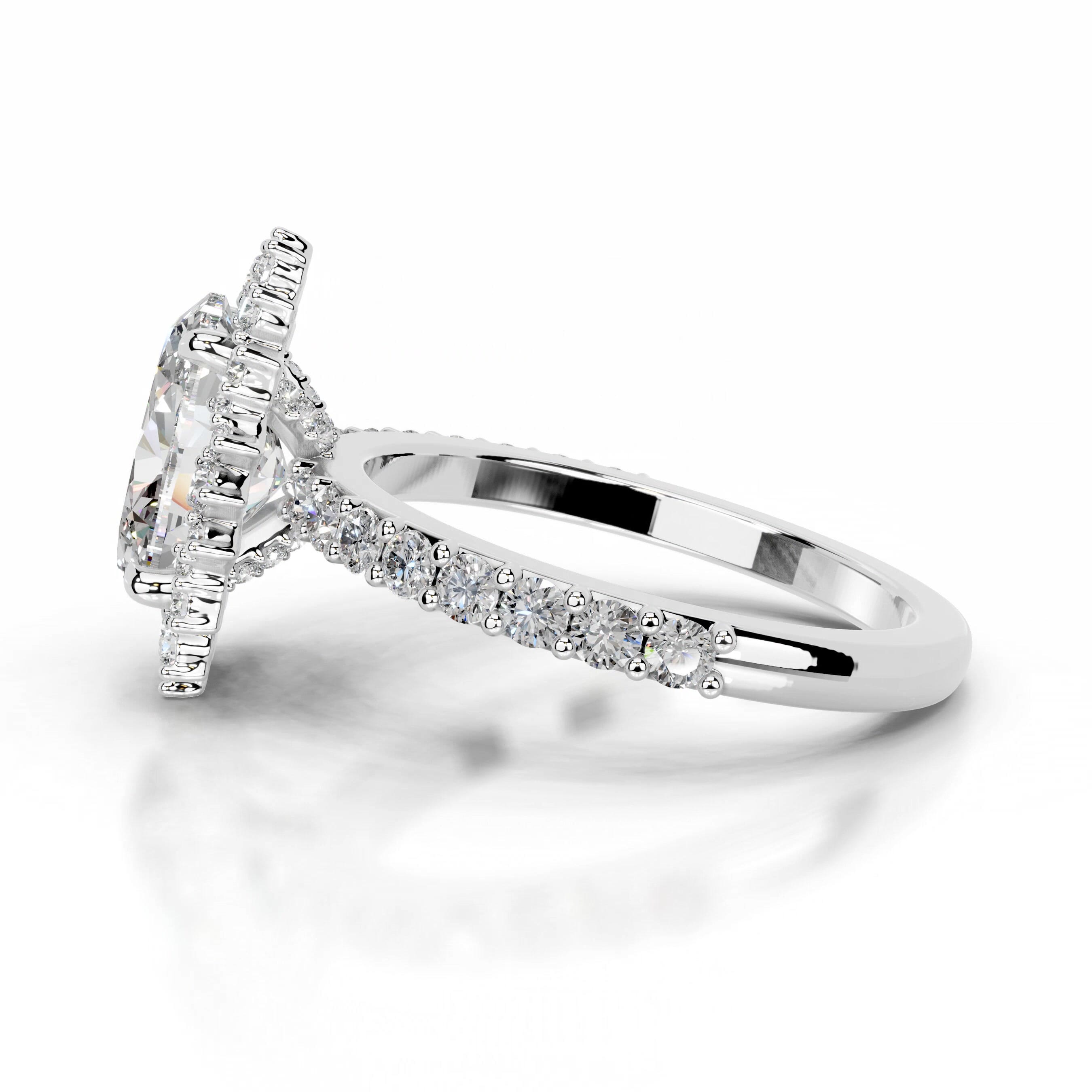 Gertrud Moissanite & Diamond Ring - 14K White Gold (RTS)