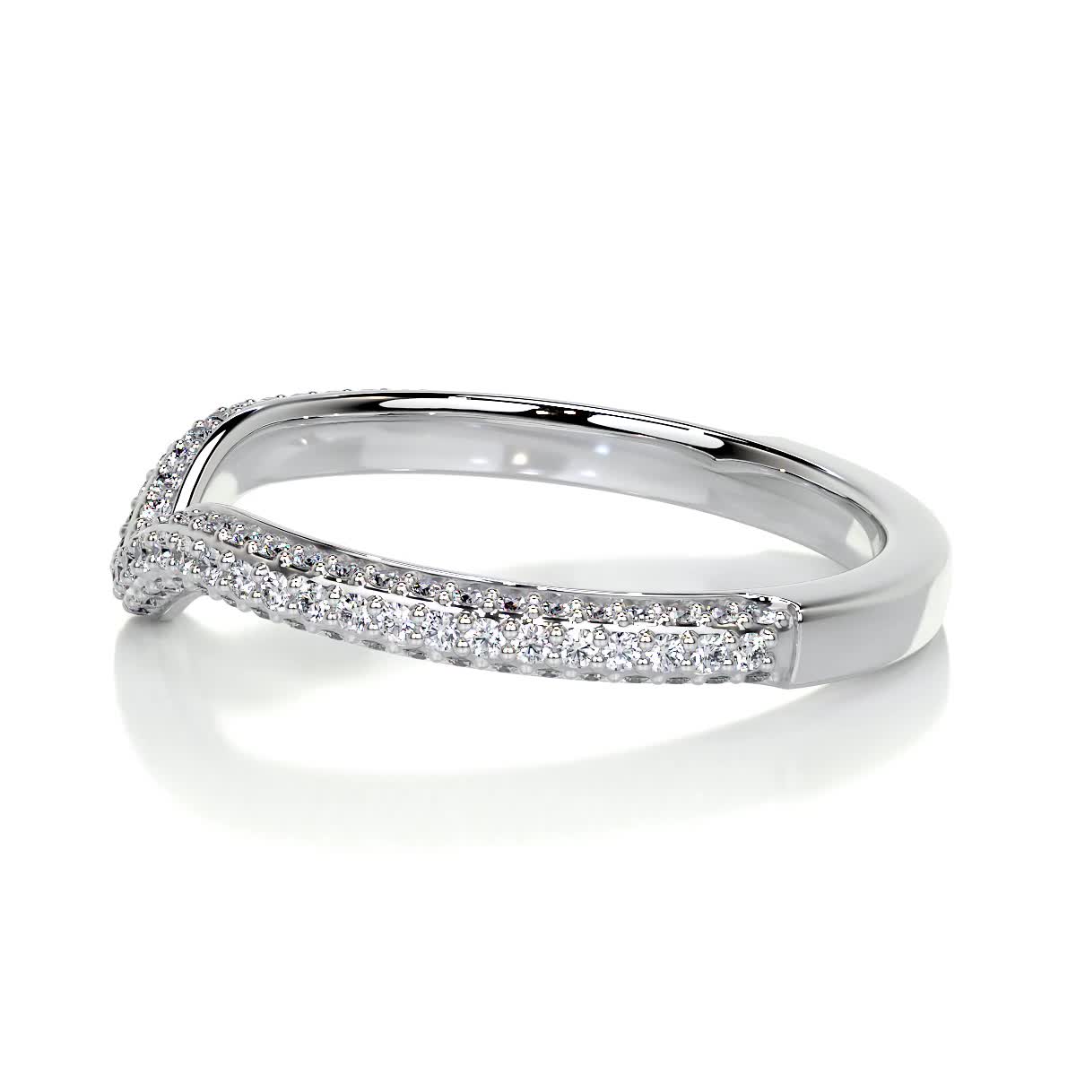 Anastasia Lab Grown Curved Wedding Ring   (0.75 Carat) -14K White Gold (RTS)
