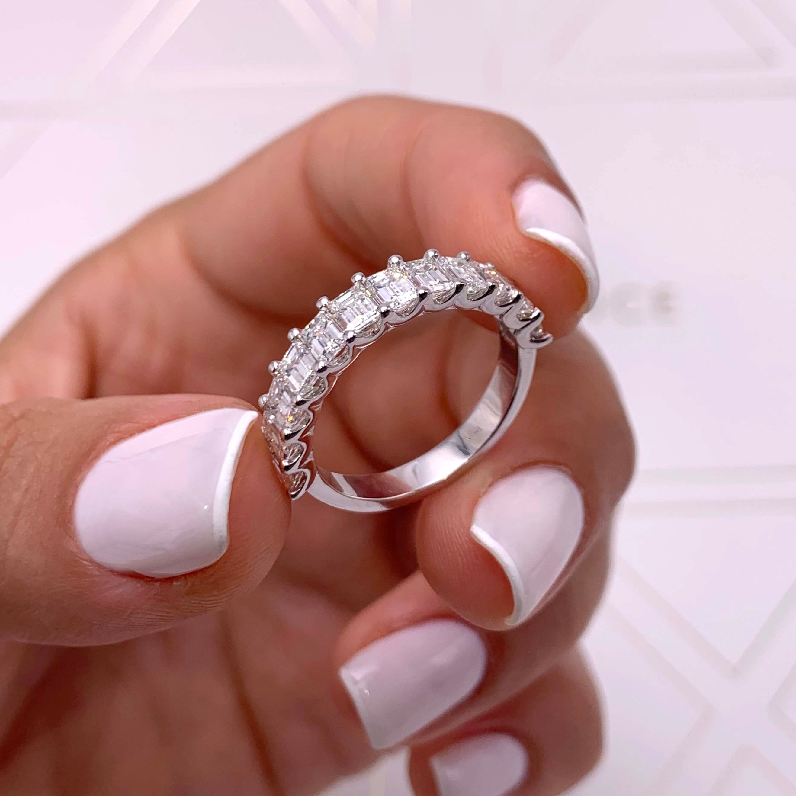 Gina Half Eternity Wedding Ring -14K White Gold (RTS)