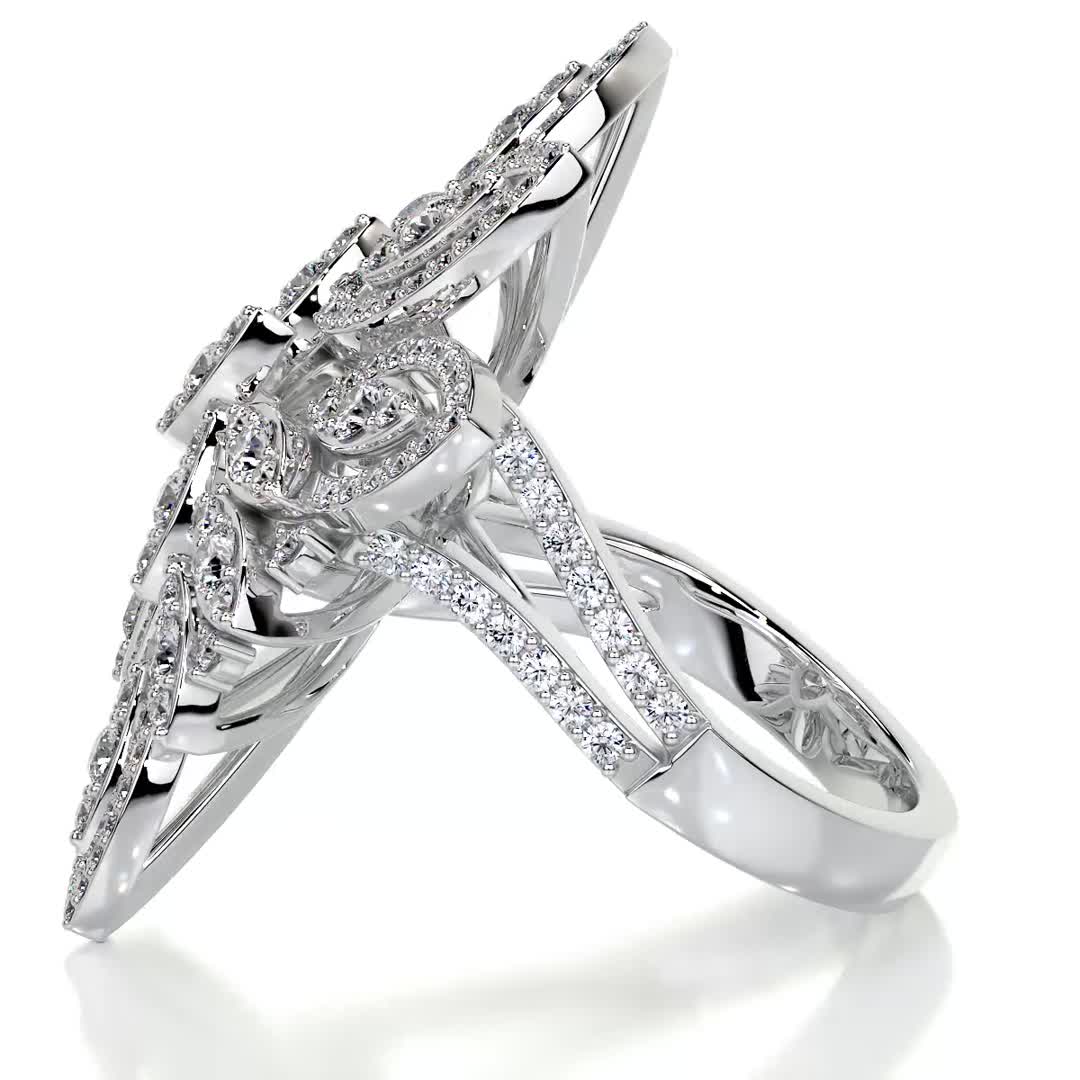 Ivory Fashion Diamond Ring   (1.5 Carat) -18K White Gold (RTS)
