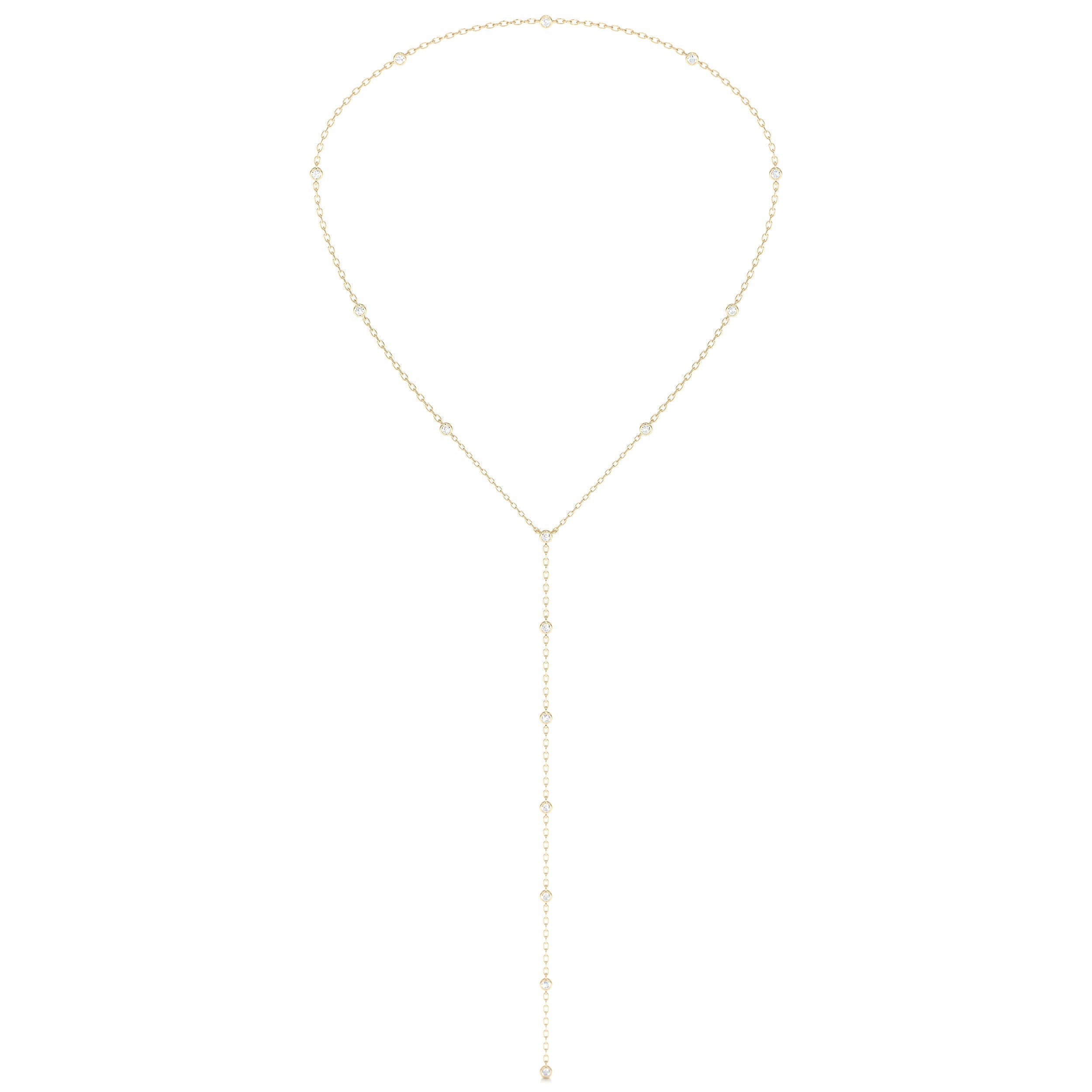 Tie Lab Grown Diamond Necklace   (1.12 Carat) -18K Yellow Gold (RTS)