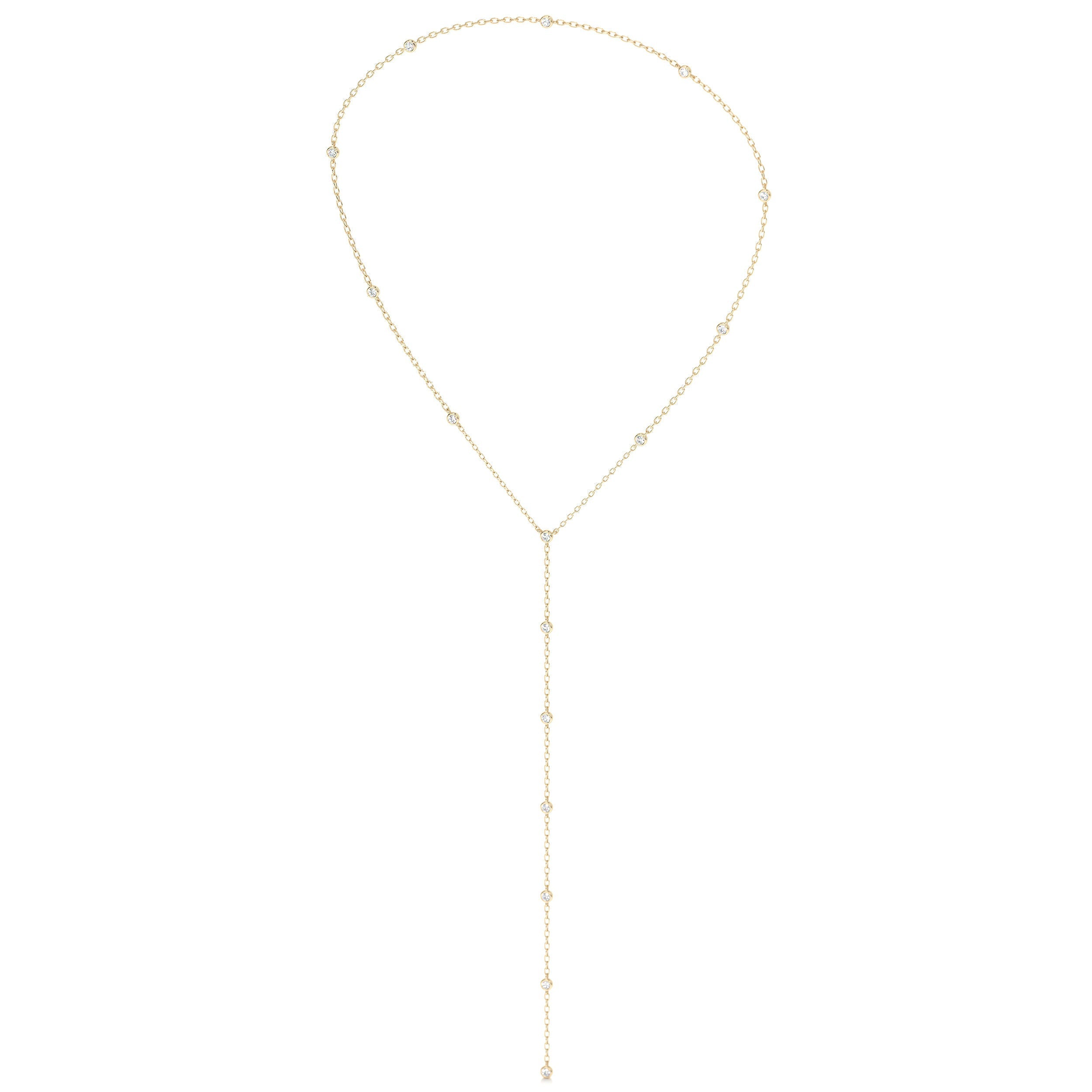 Tie Lab Grown Diamond Necklace   (1.12 Carat) -18K Yellow Gold (RTS)