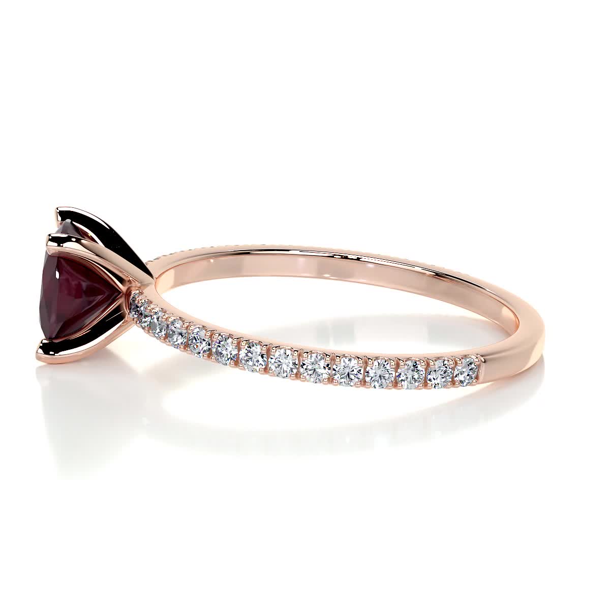 Stephanie Gemstone & Diamonds Ring   (1.8 Carat) -14K Rose Gold (RTS)