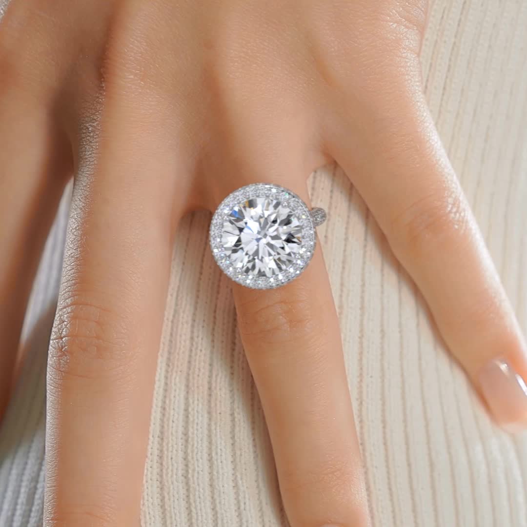Asia Moissanite & Diamond Ring -14K White Gold (RTS)