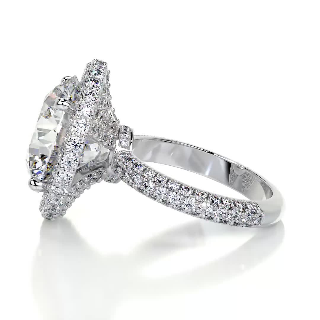 Asia Moissanite & Diamond Ring -14K White Gold (RTS)