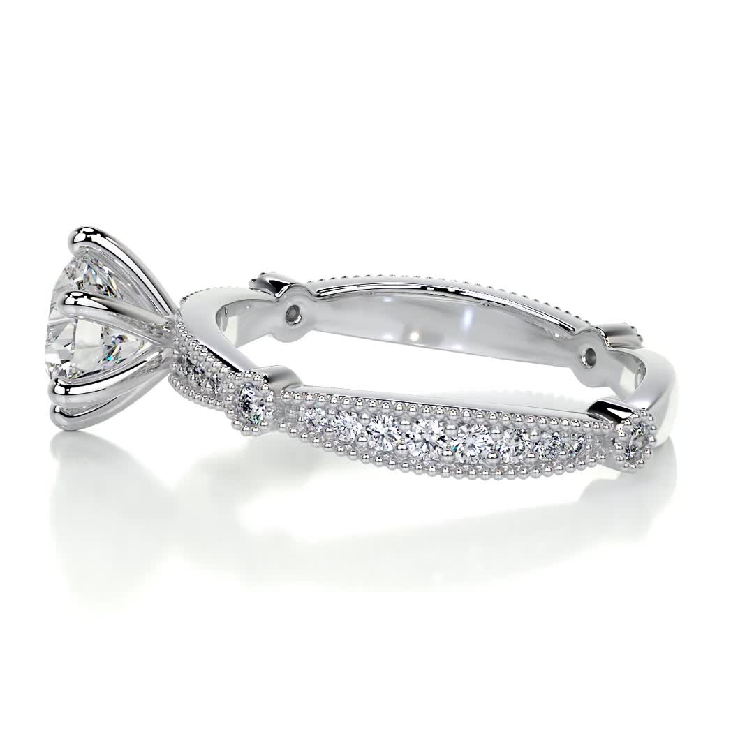 Stacy Moissanite & Diamond Ring -14K White Gold (RTS)