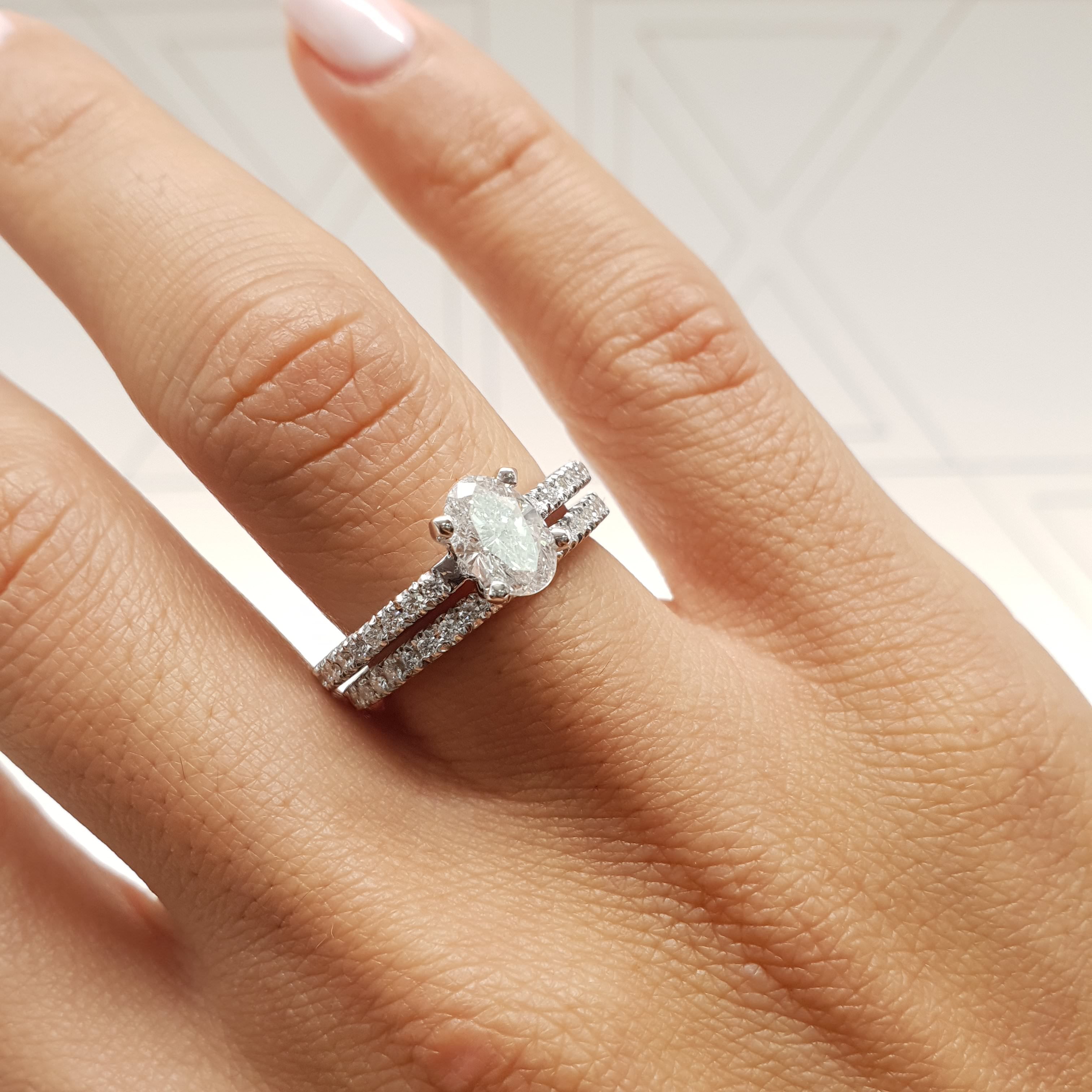 Stephanie Moissanite Diamond Bridal Set -14K White Gold (RTS)