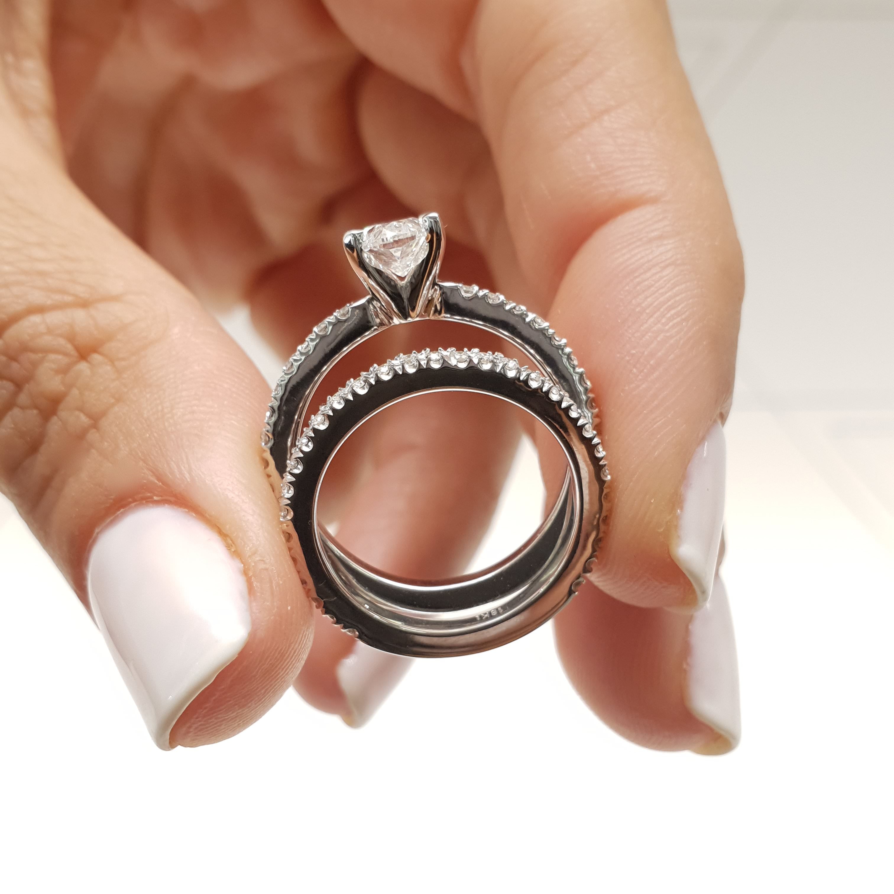 Stephanie Moissanite Diamond Bridal Set -14K White Gold (RTS)