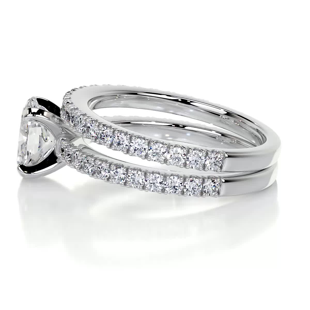 Stephanie Moissanite Diamond Bridal Set -14K White Gold (RTS)