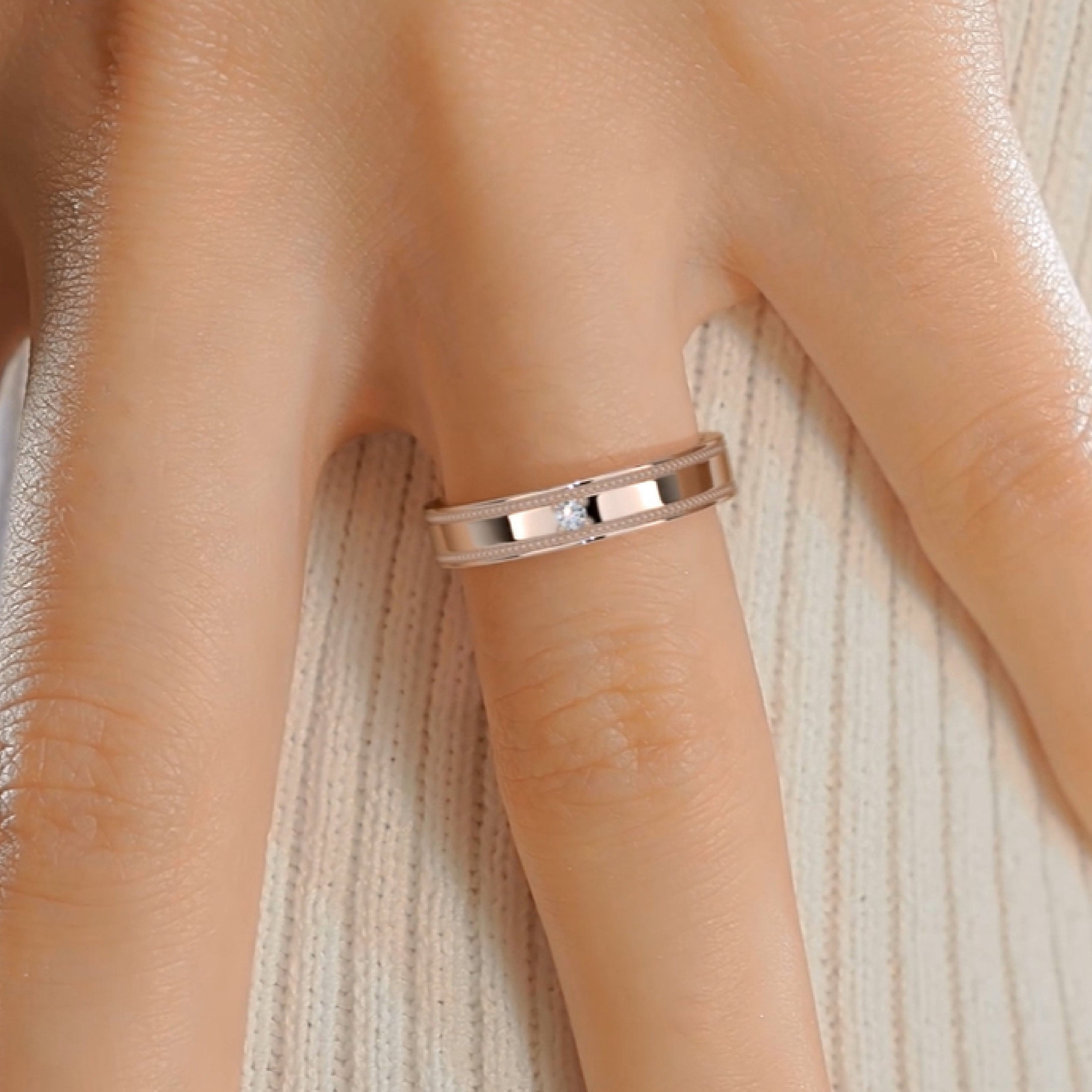 Sherry Lab Grown Diamond Wedding Ring   (0.02 Carat) -14K Rose Gold (RTS)