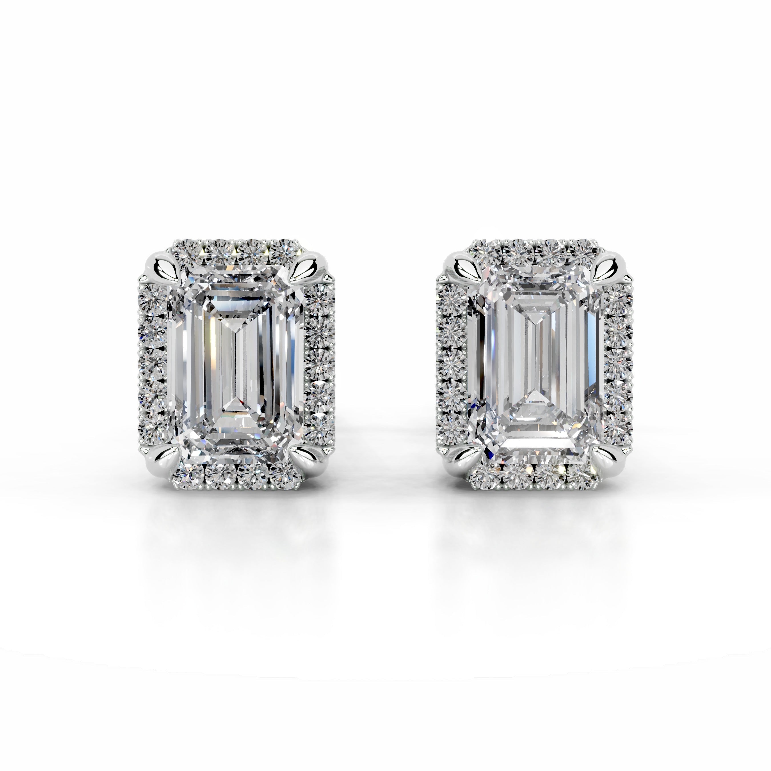 Ophelia Lab Grown Diamond Halo Earrings (2.30 Carat) -14K White Gold (RTS)