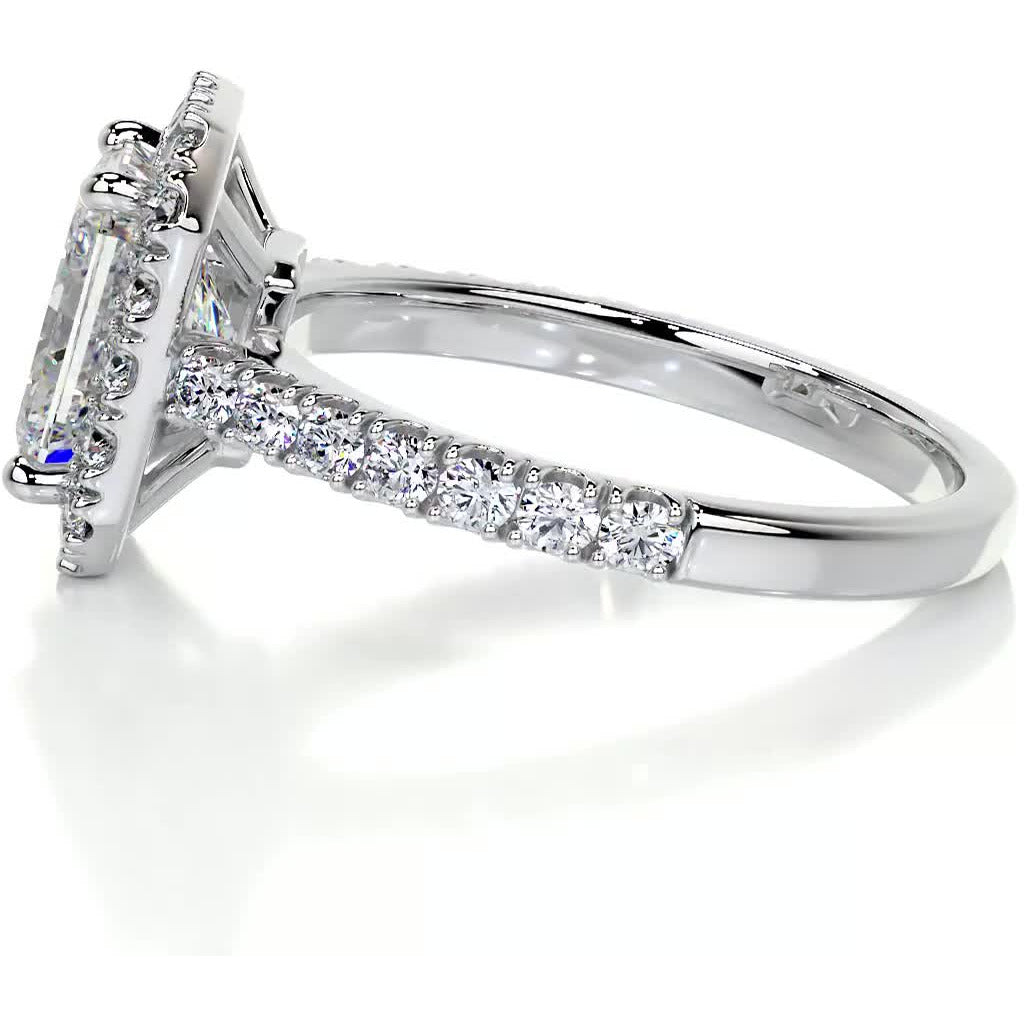 Andrea Moissanite & Diamond Ring -14K White Gold (RTS)