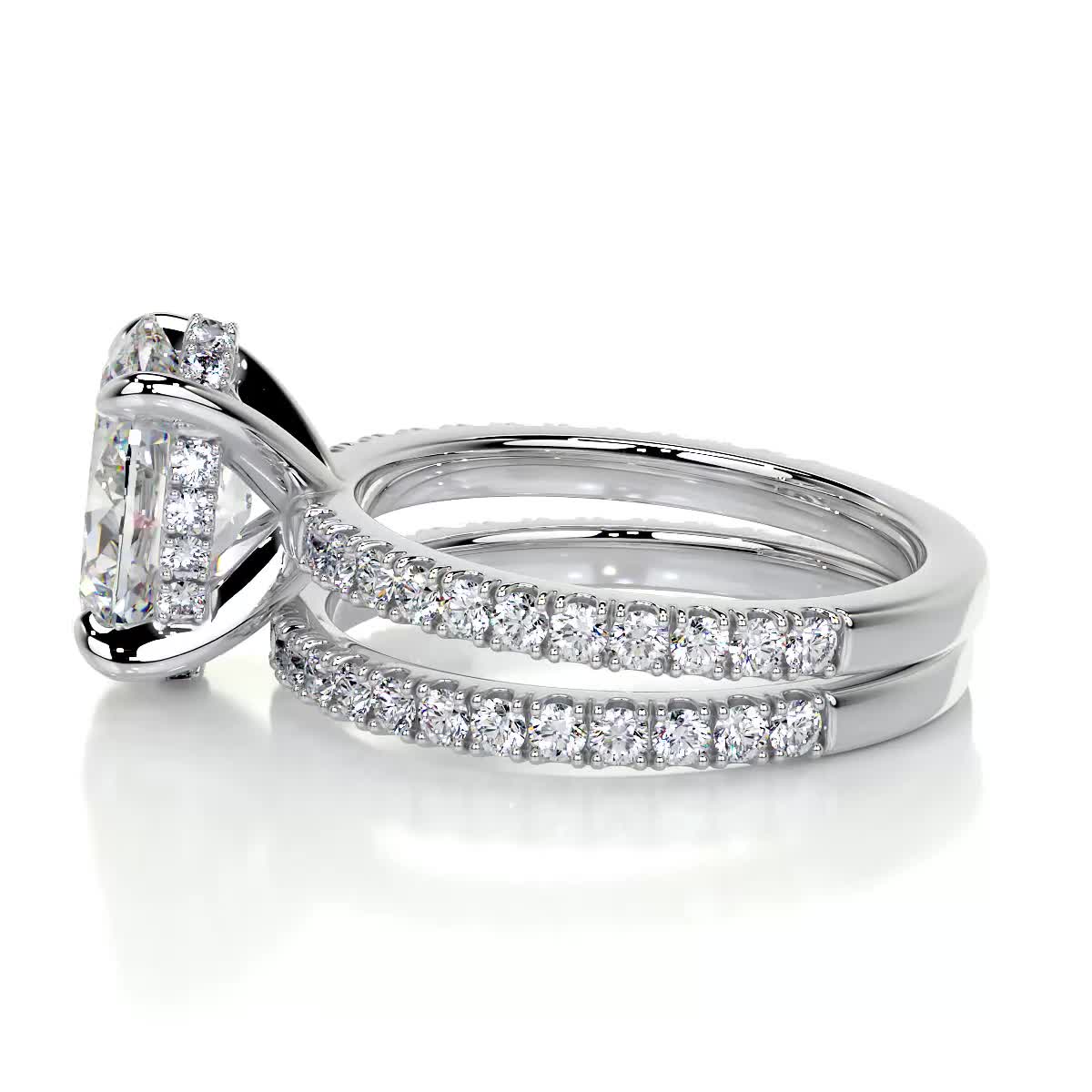 Lucy Moissanite & Diamonds Bridal Set -18K White Gold (RTS)
