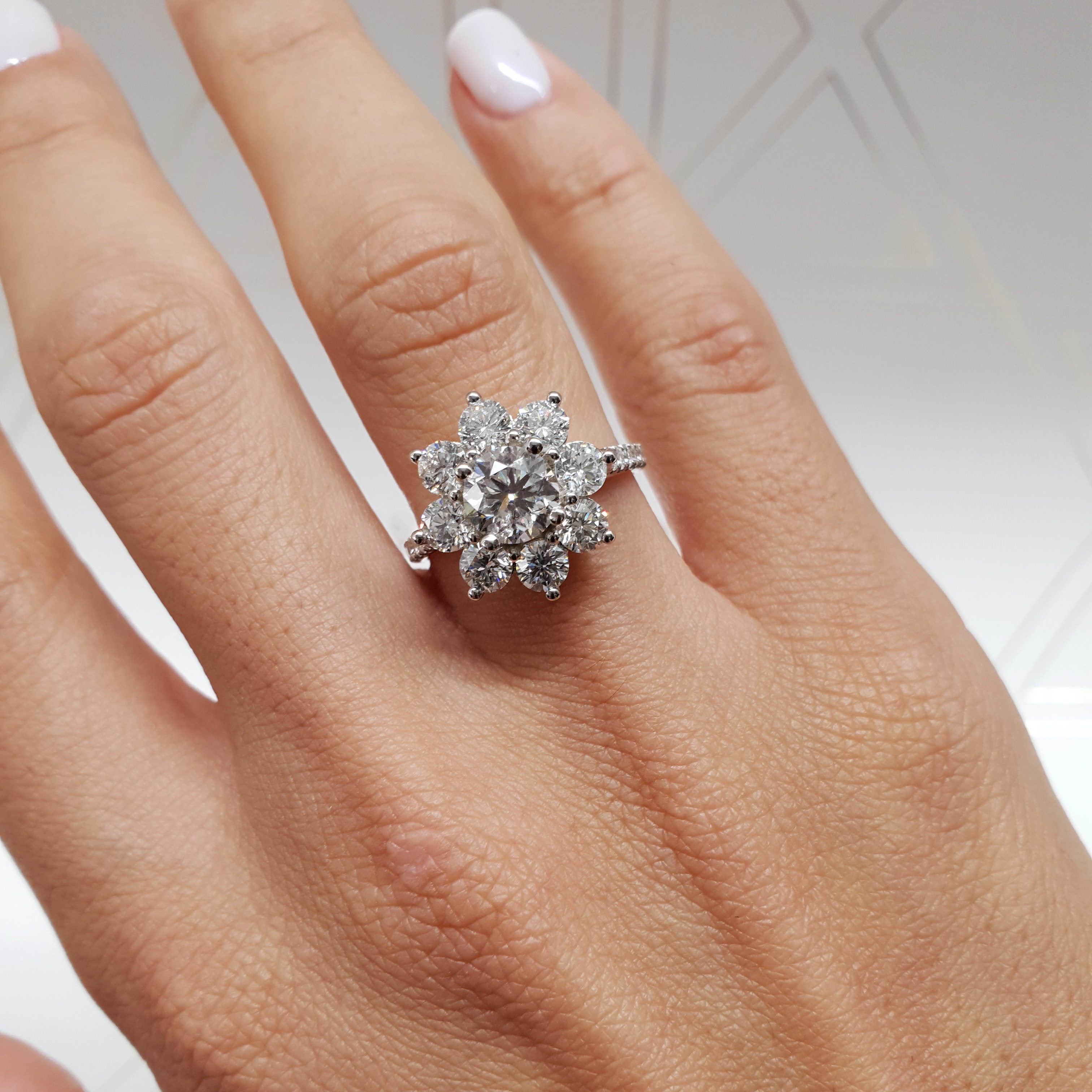 La Fleur Moissanite & Diamond Ring -Platinum (RTS)