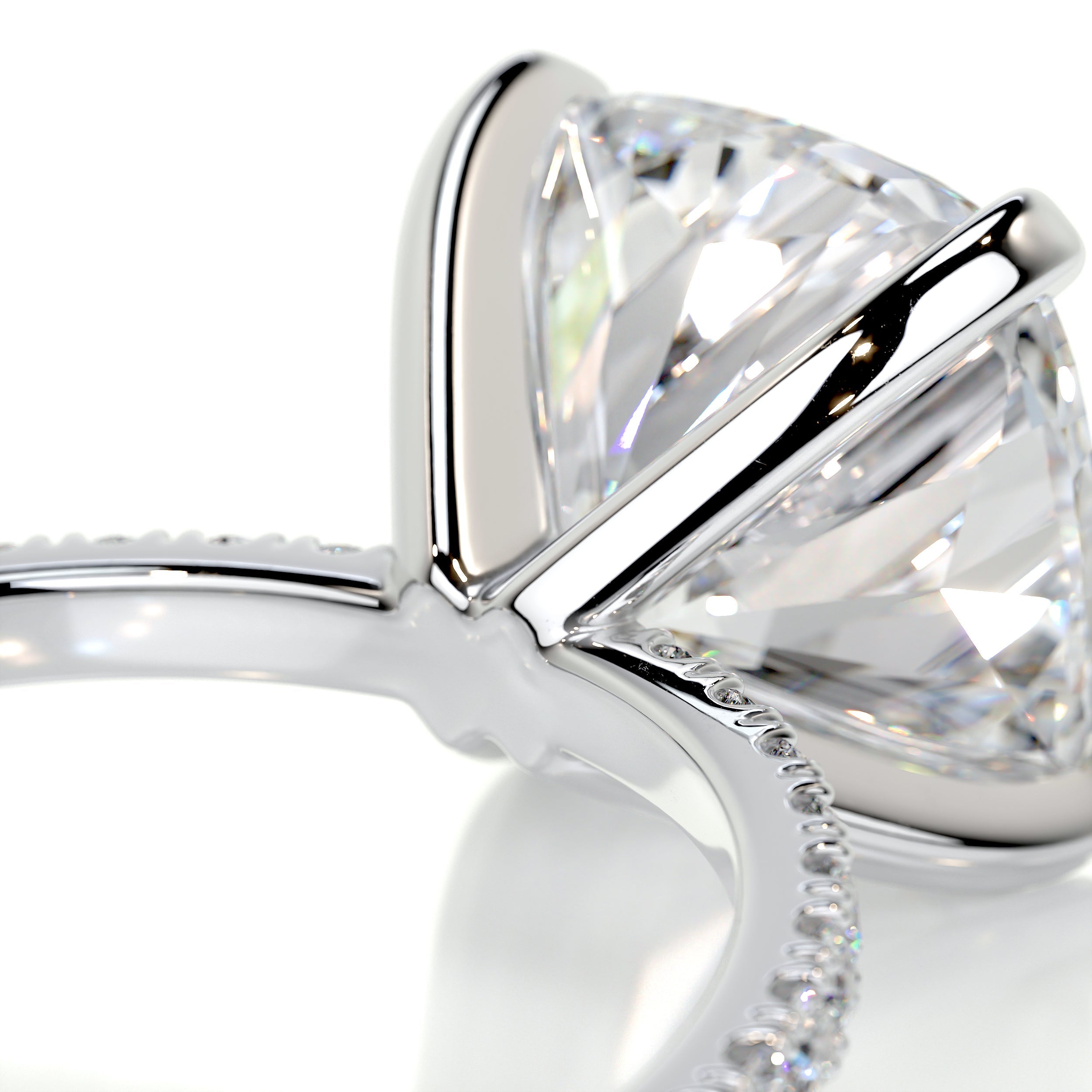 Stephanie Moissanite & Diamond Ring -18K White Gold (RTS)