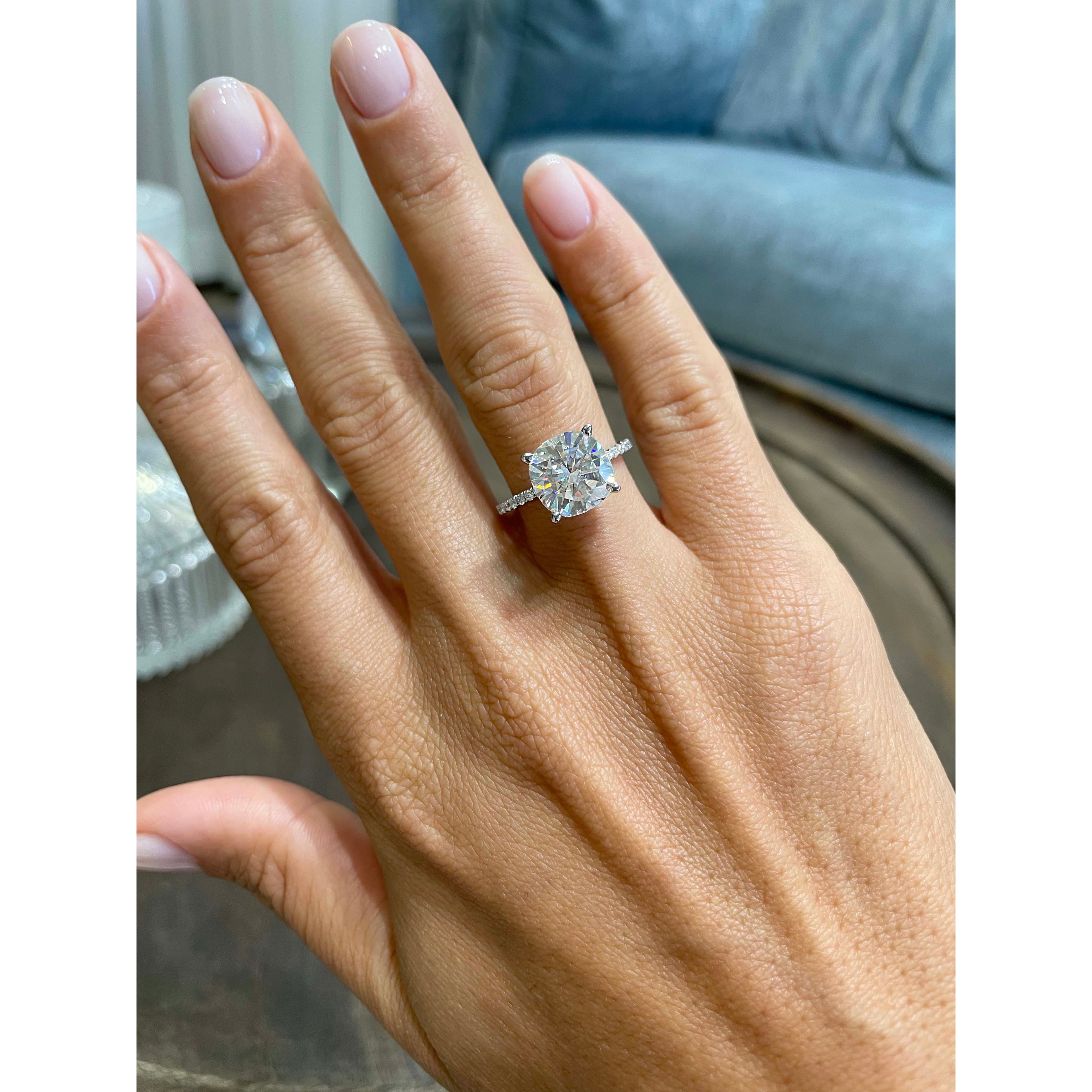 Stephanie Moissanite & Diamond Ring -18K White Gold (RTS)