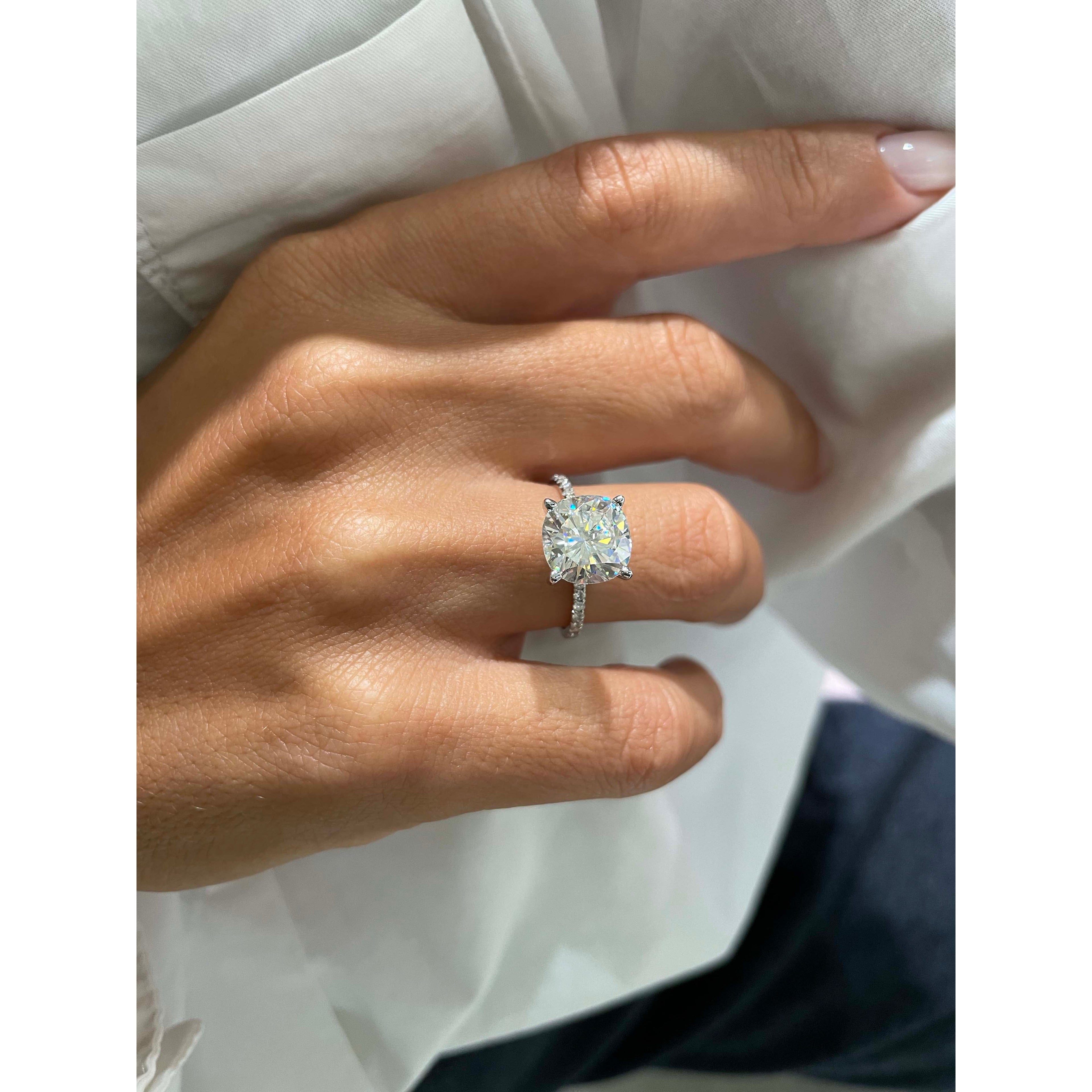 Stephanie Moissanite & Diamond Ring -18K White Gold (RTS)