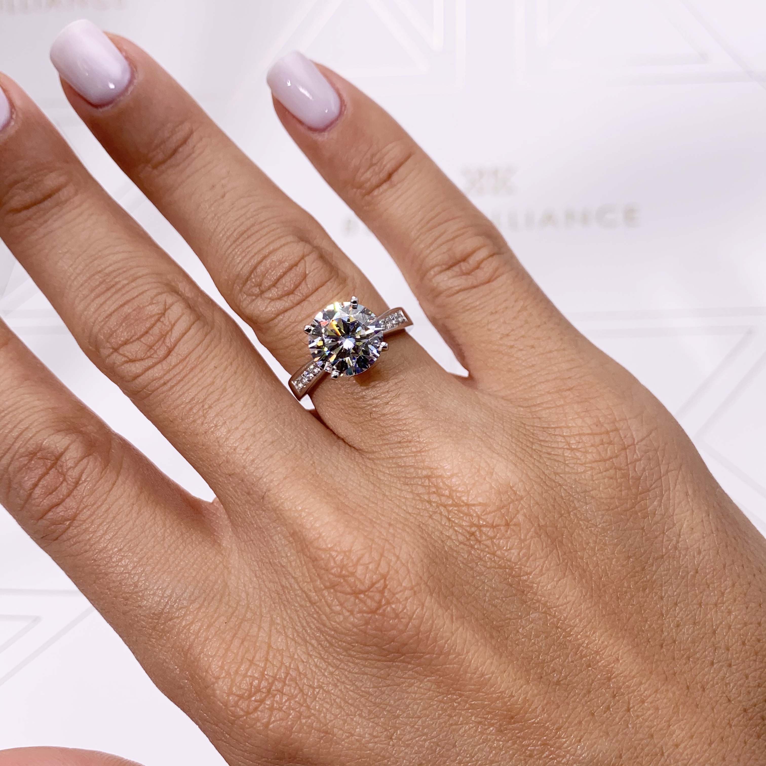 Margaret Moissanite & Diamond Ring -18K White Gold (RTS)