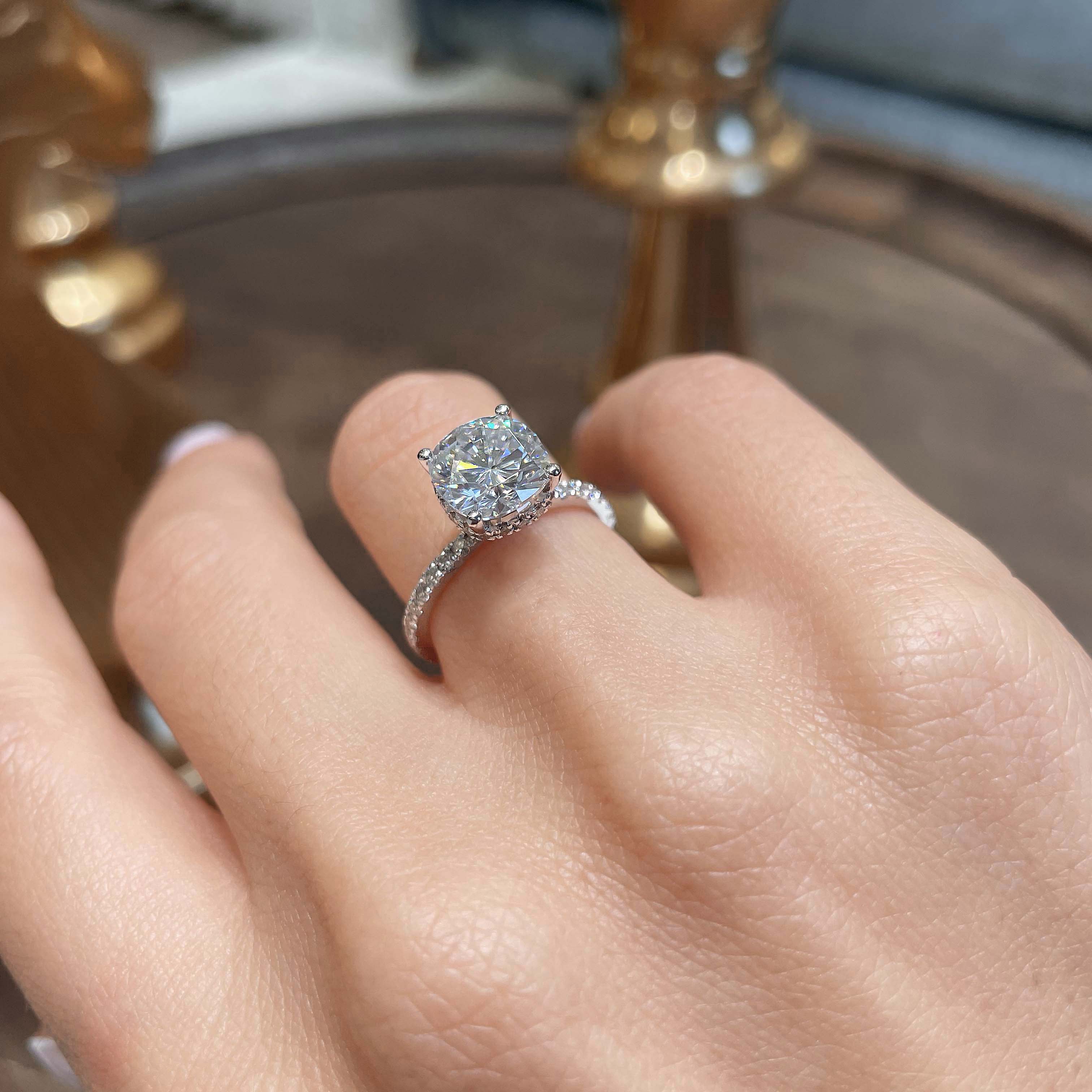 Madeline Moissanite & Diamond Ring -14K White Gold (RTS)