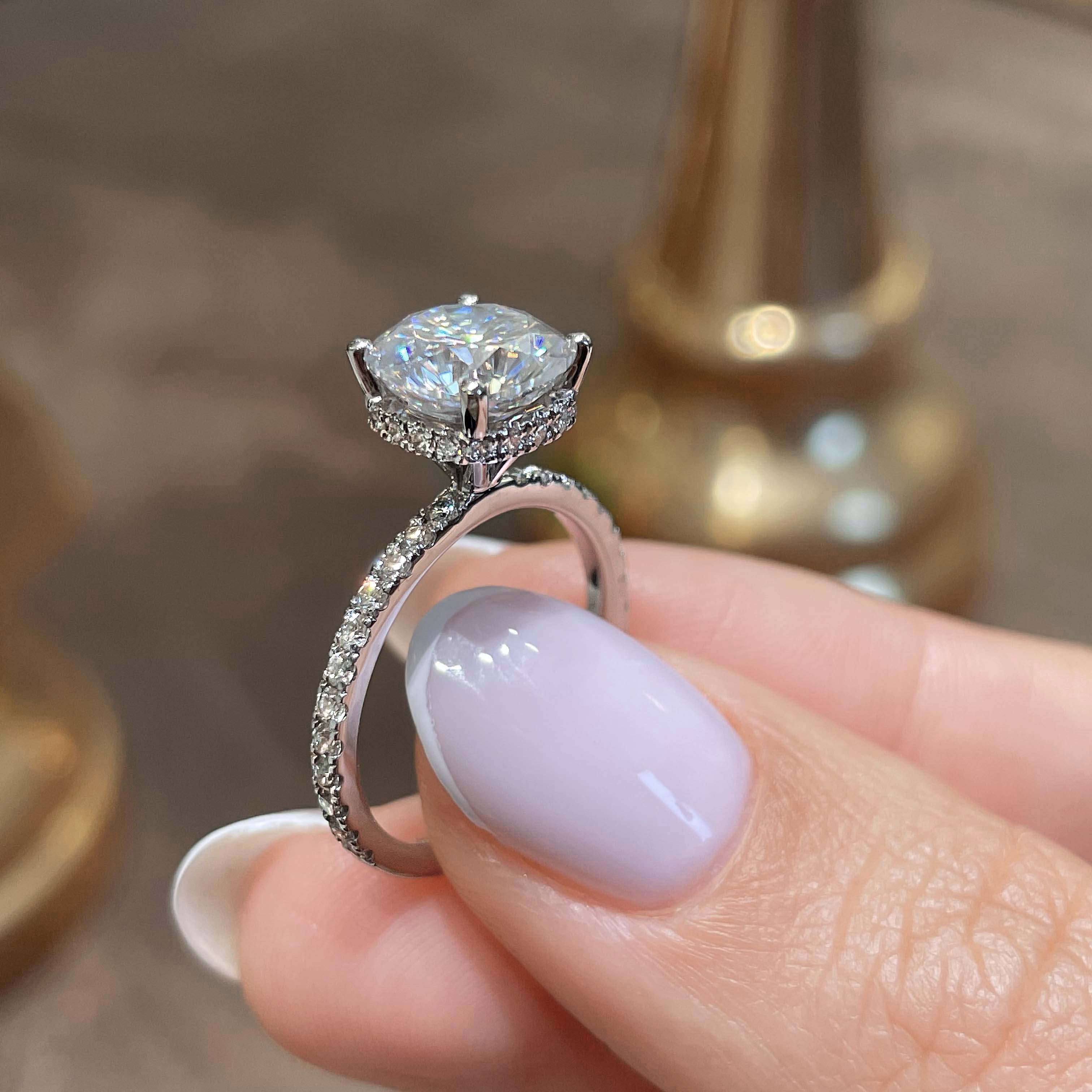 Madeline Moissanite & Diamond Ring -14K White Gold (RTS)