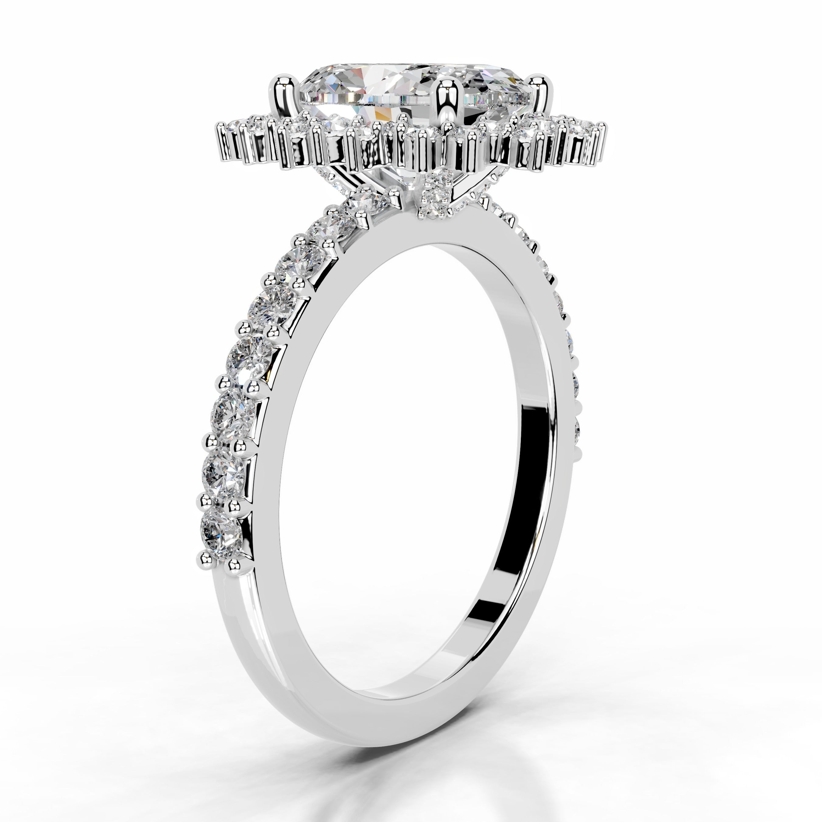 Gertrud Moissanite & Diamond Ring - 14K White Gold (RTS)