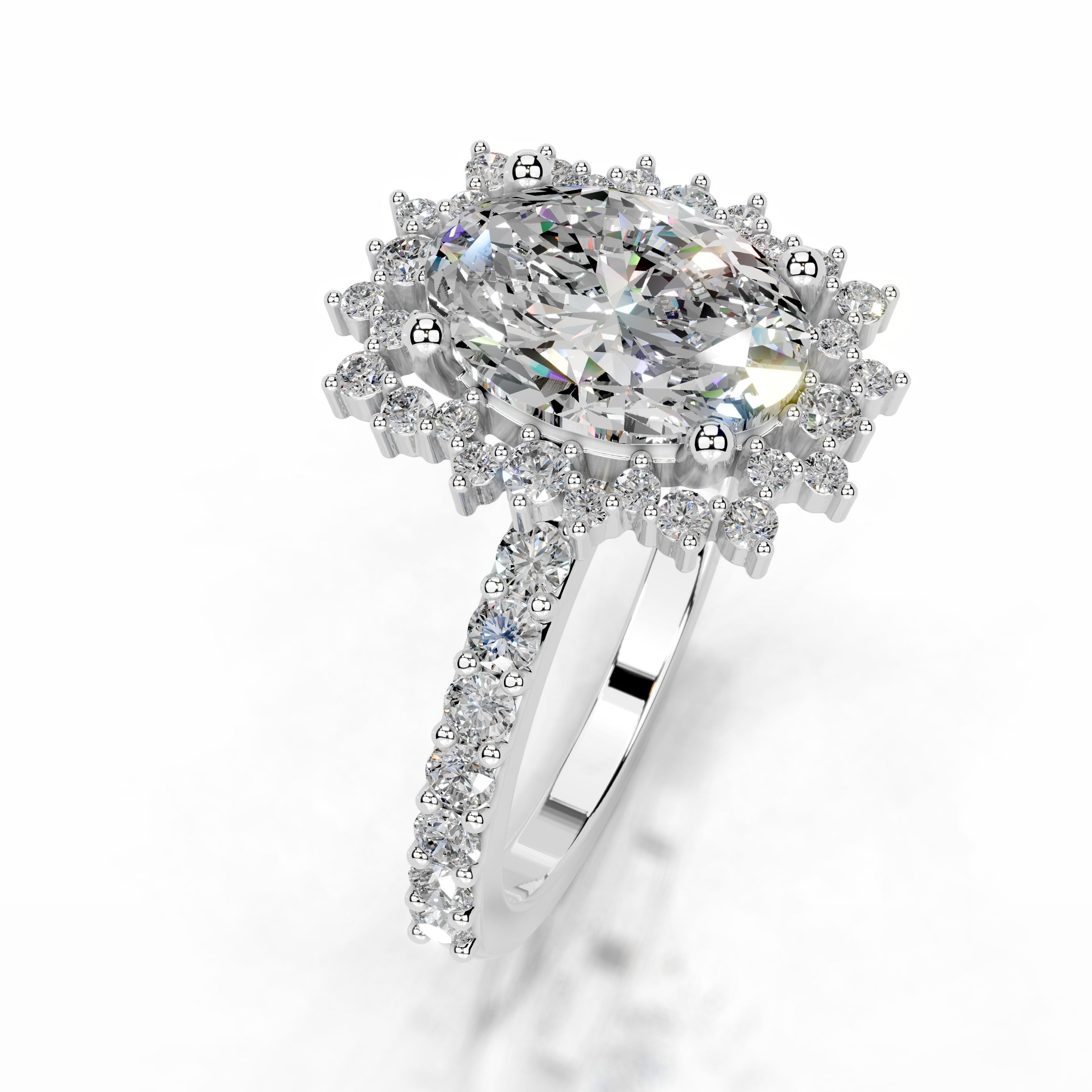 Gertrud Moissanite & Diamond Ring - 14K White Gold (RTS)