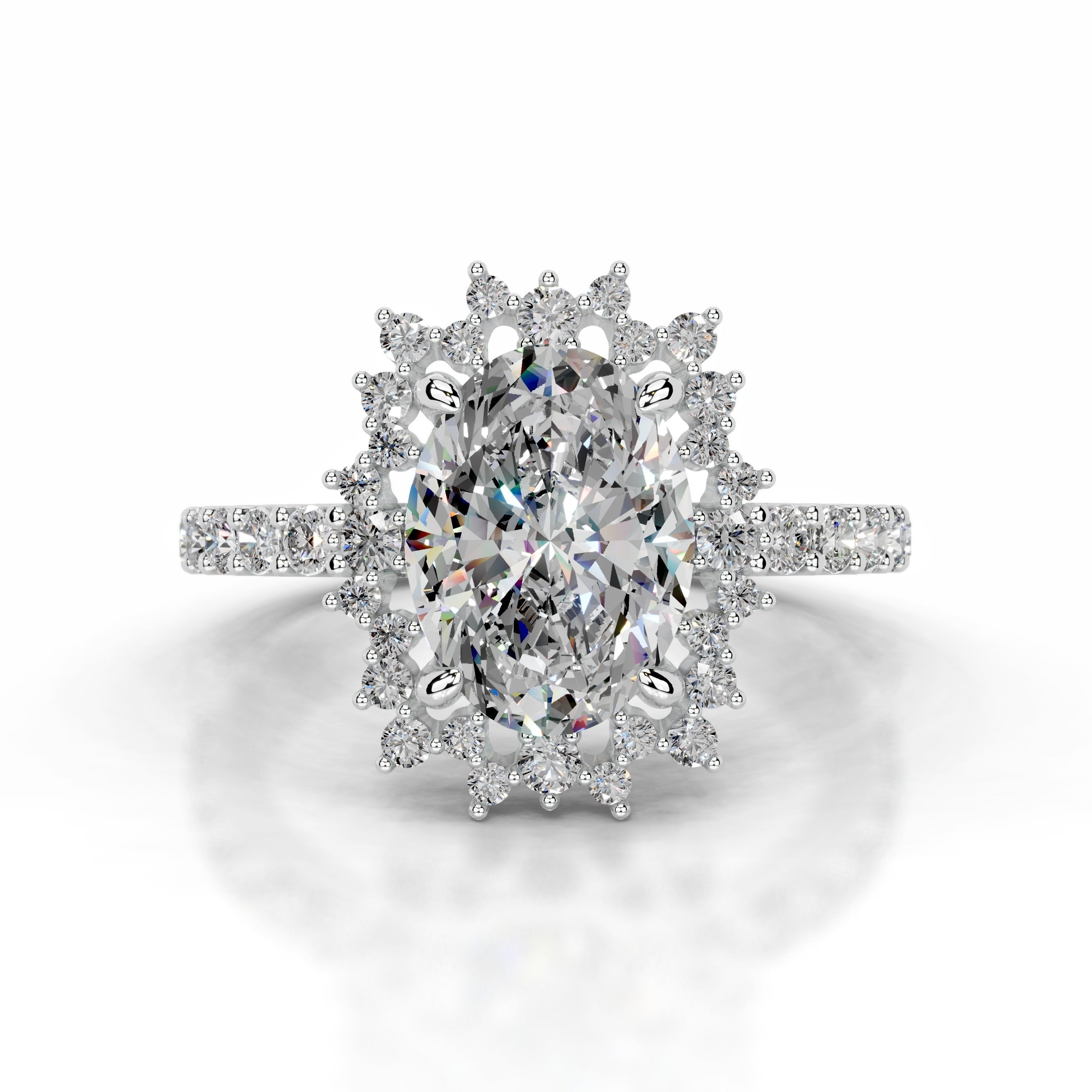 Gertrud Moissanite & Diamond Ring - 14K White Gold (RTS)