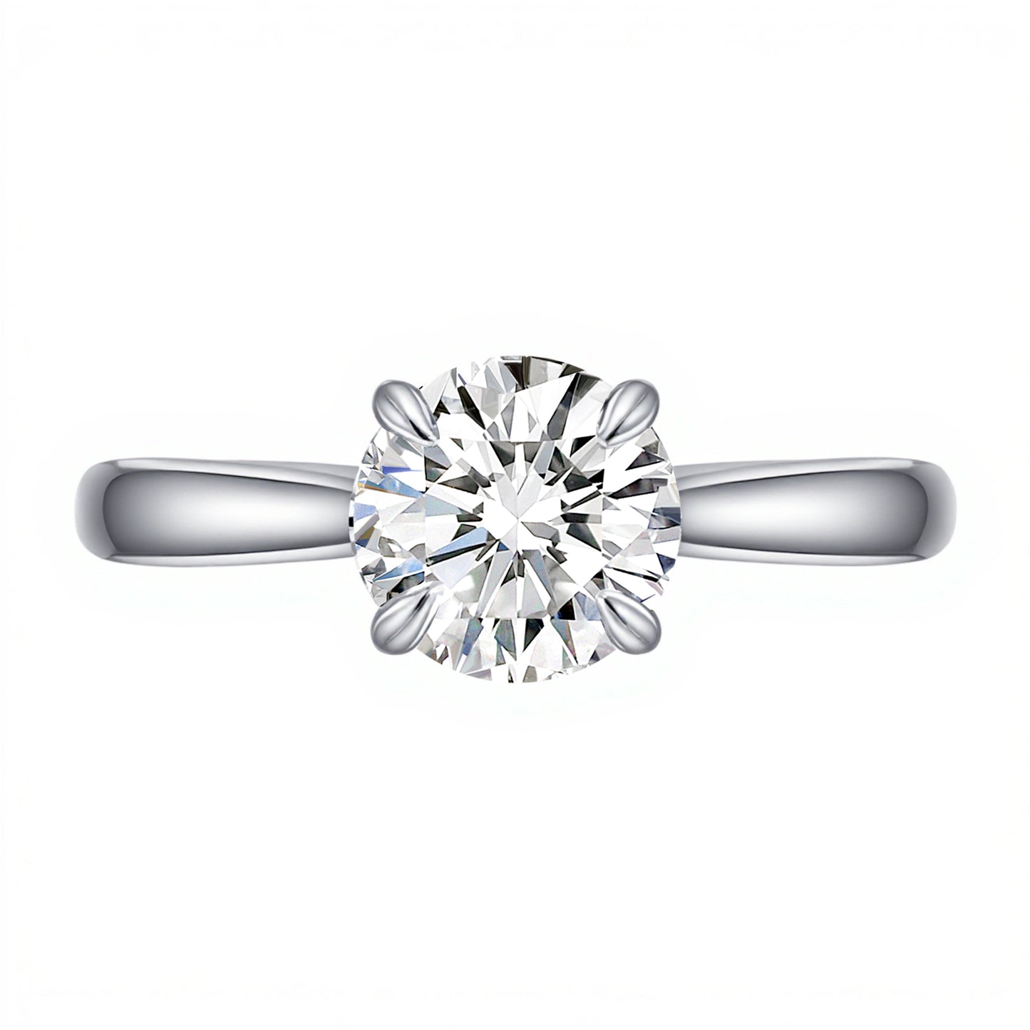 1.01 CT, D VS1 Round Diamond, Four-Prong Solitaire Engagement Ring, 18K White Gold