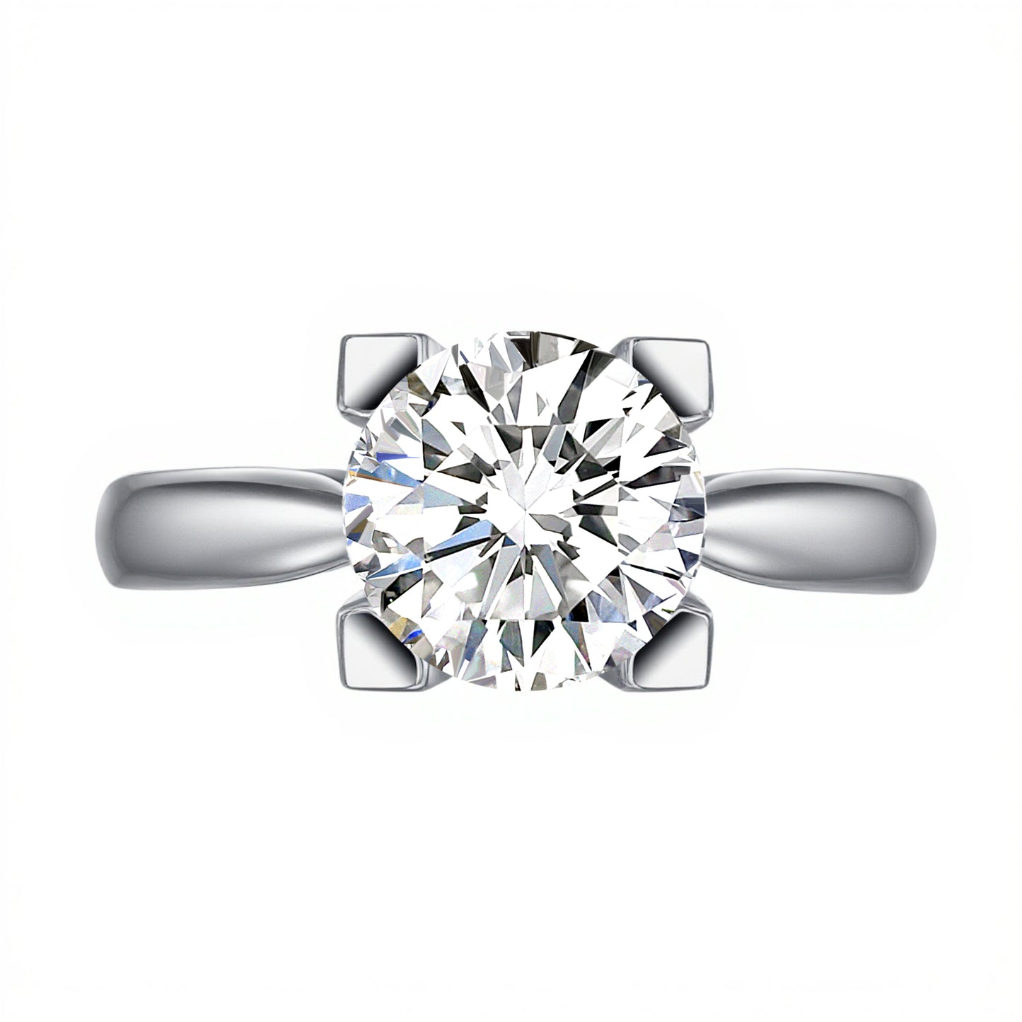 2.19 CT & 0.176 CT, E VS1 Round Lab-Grown Diamond Side-Stone Ring, PT950