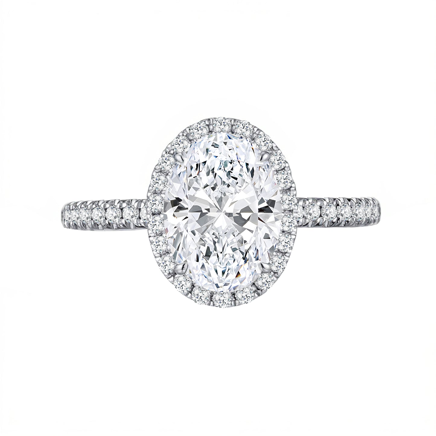 2.03 CT & 0.233 CT & 0.195 CT, Oval Lab-Grown Diamond Side-Stone Engagement Ring, PT950