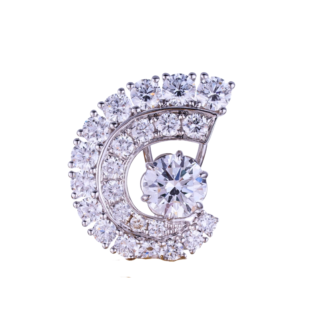 5.2ct Lab Grown Diamond Conch Shell Hoop Earrings L
