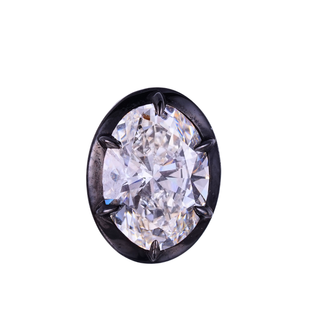 2.03ct Lab Grown Diamond Oval Black Gold Stud Earrings