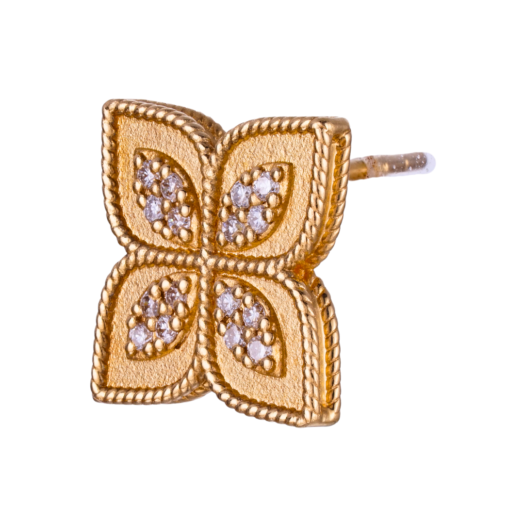 0.20ct Lab Grown Diamond Vintage Four Leaf Clover Earrings M