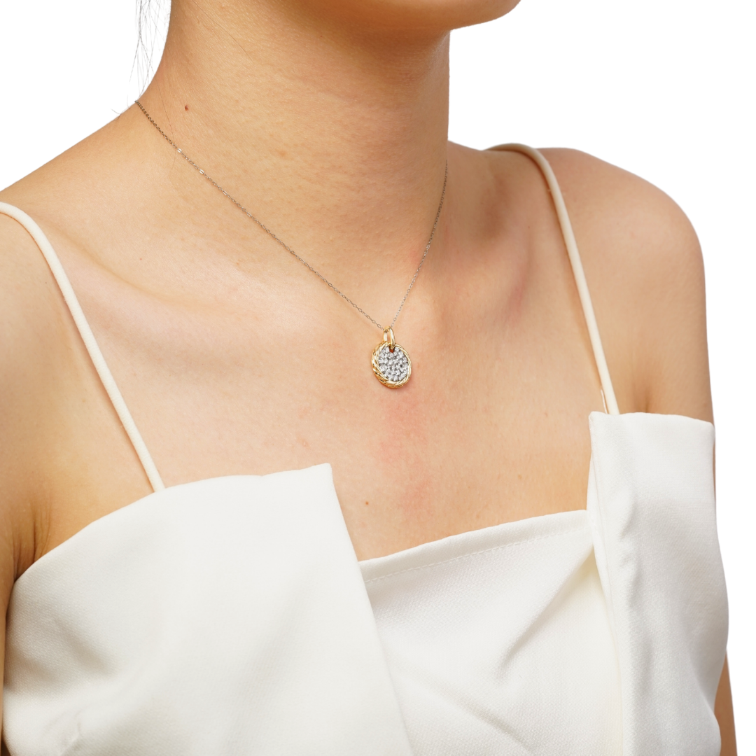 1.53ct Lab Grown Diamond Twisted Round Full Pav¨¦ Pendant