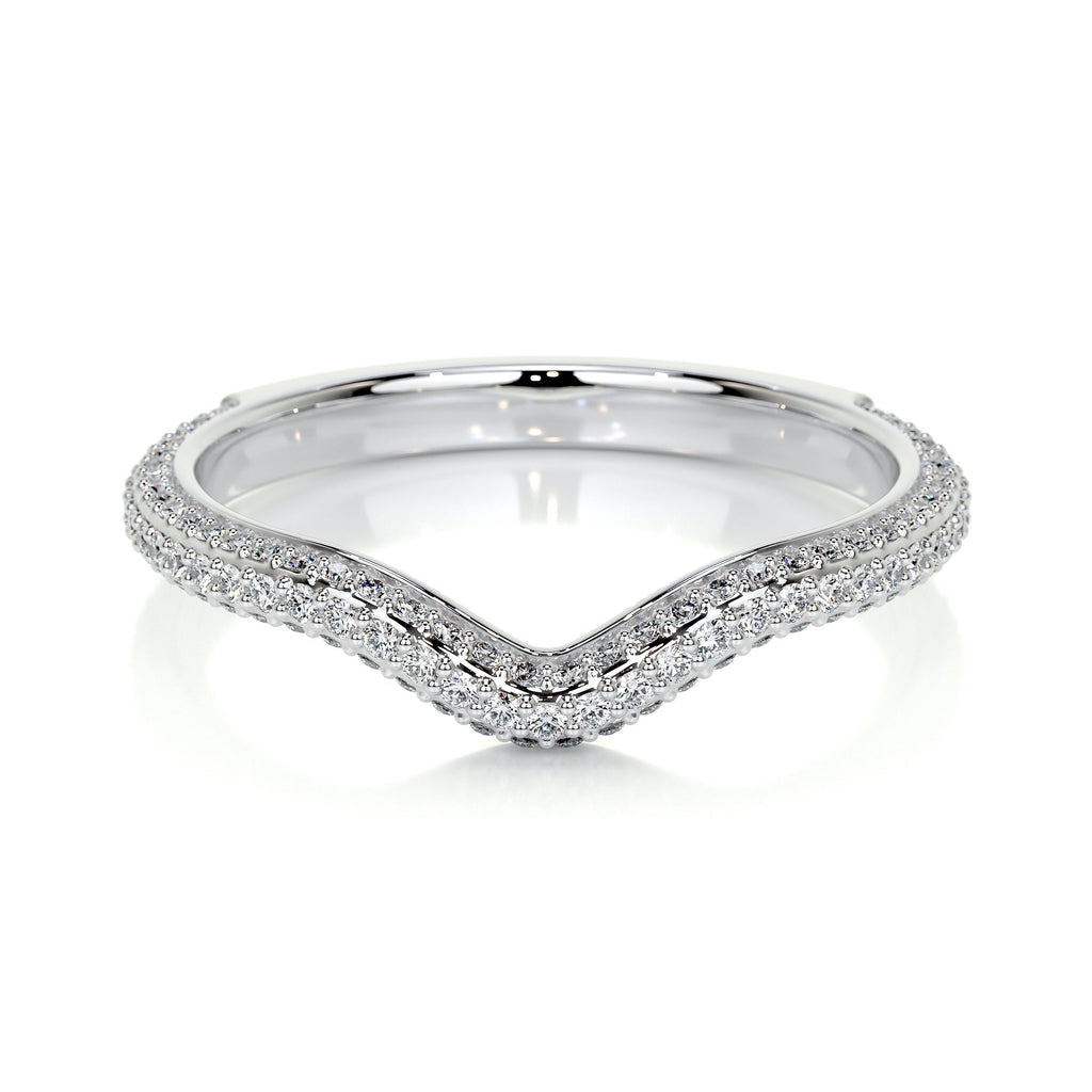 Anastasia Lab Grown Curved Wedding Ring   (0.75 Carat) -14K White Gold (RTS)