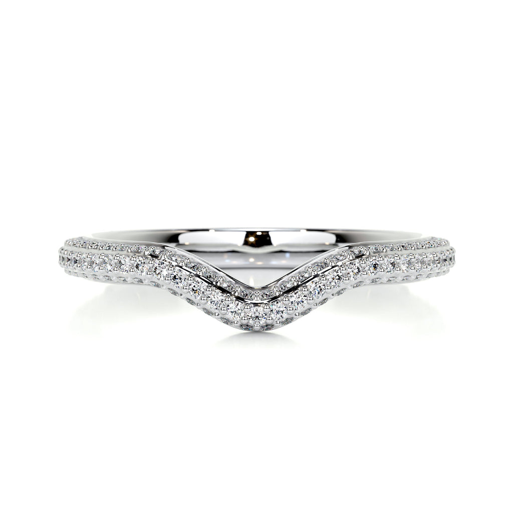 Anastasia Curved Wedding Ring   (0.75 Carat) -14K White Gold (RTS)