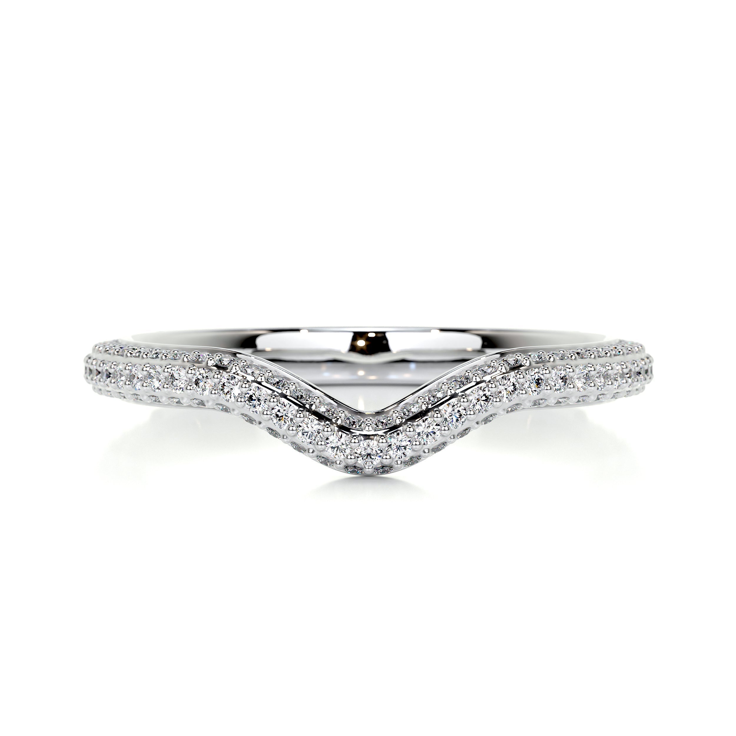 Anastasia Curved Wedding Ring   (0.75 Carat) -14K White Gold (RTS)