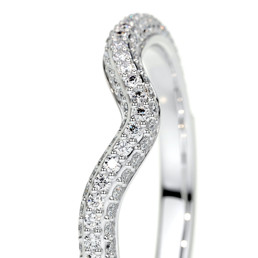 Anastasia Lab Grown Curved Wedding Ring   (0.75 Carat) -14K White Gold (RTS)