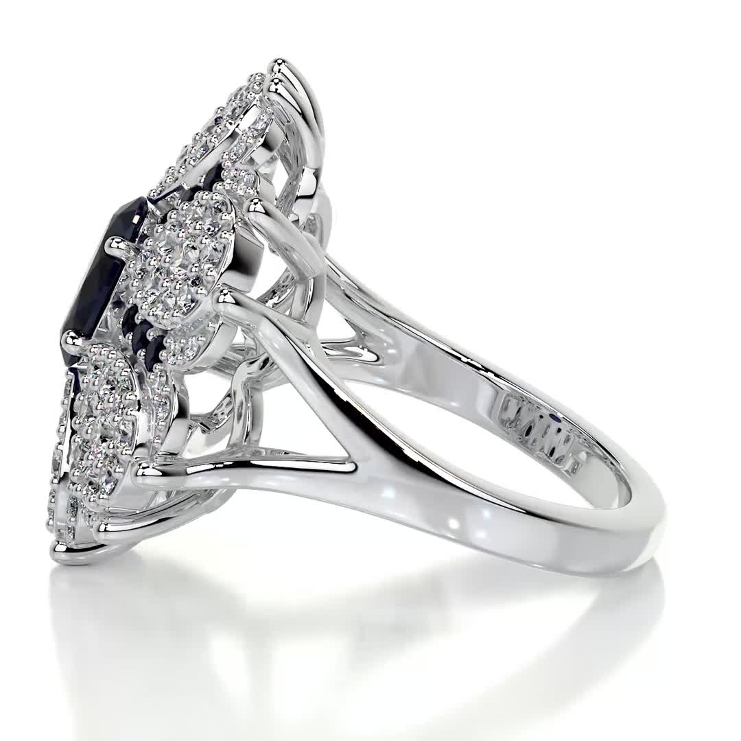Amora Fashion Gemstones & Diamonds Ring   (2.91 Carat) -18K White Gold (RTS)