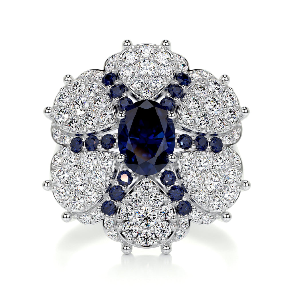 Amora Fashion Gemstones & Diamonds Ring   (2.91 Carat) -18K White Gold (RTS)