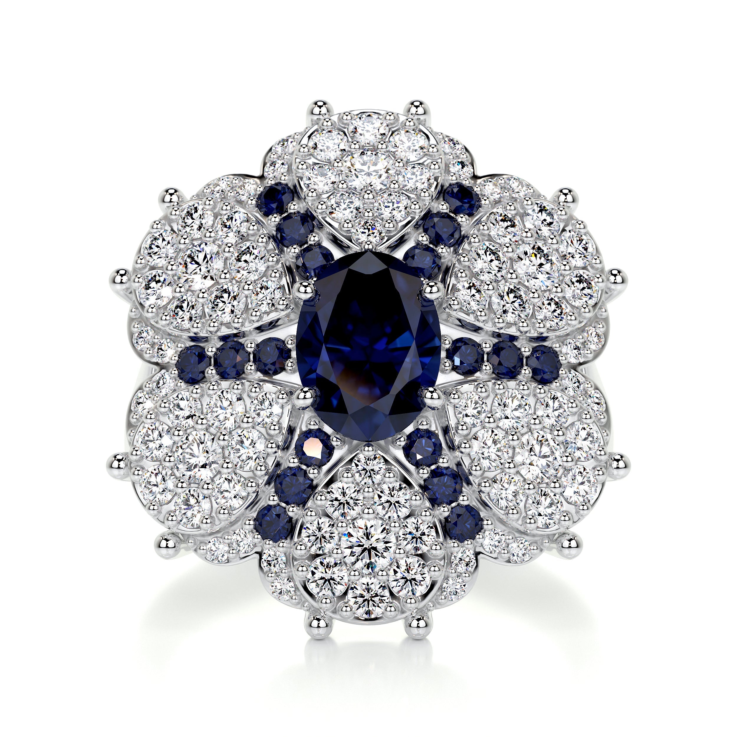 Amora Fashion Gemstones & Diamonds Ring   (2.91 Carat) -18K White Gold (RTS)