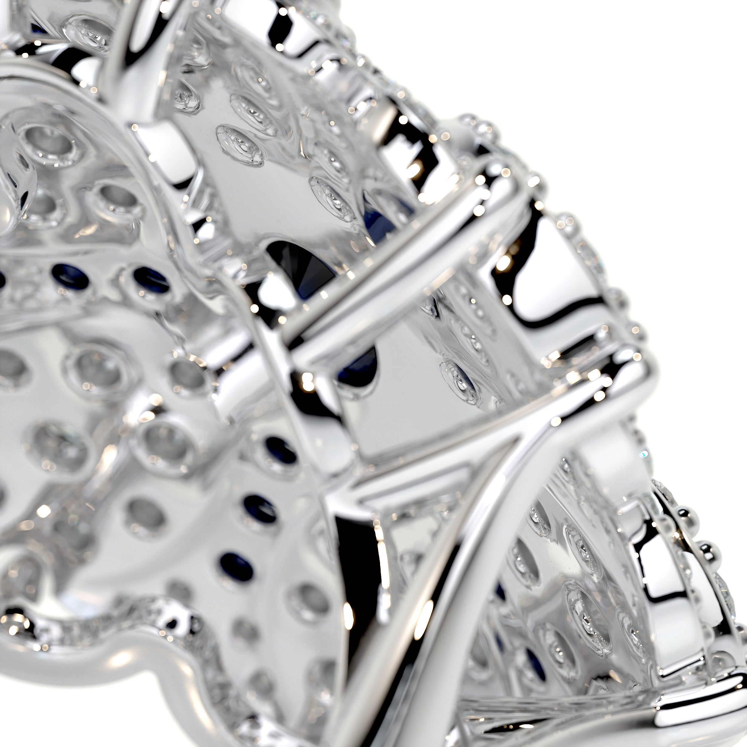 Amora Fashion Gemstones & Diamonds Ring   (2.91 Carat) -18K White Gold (RTS)