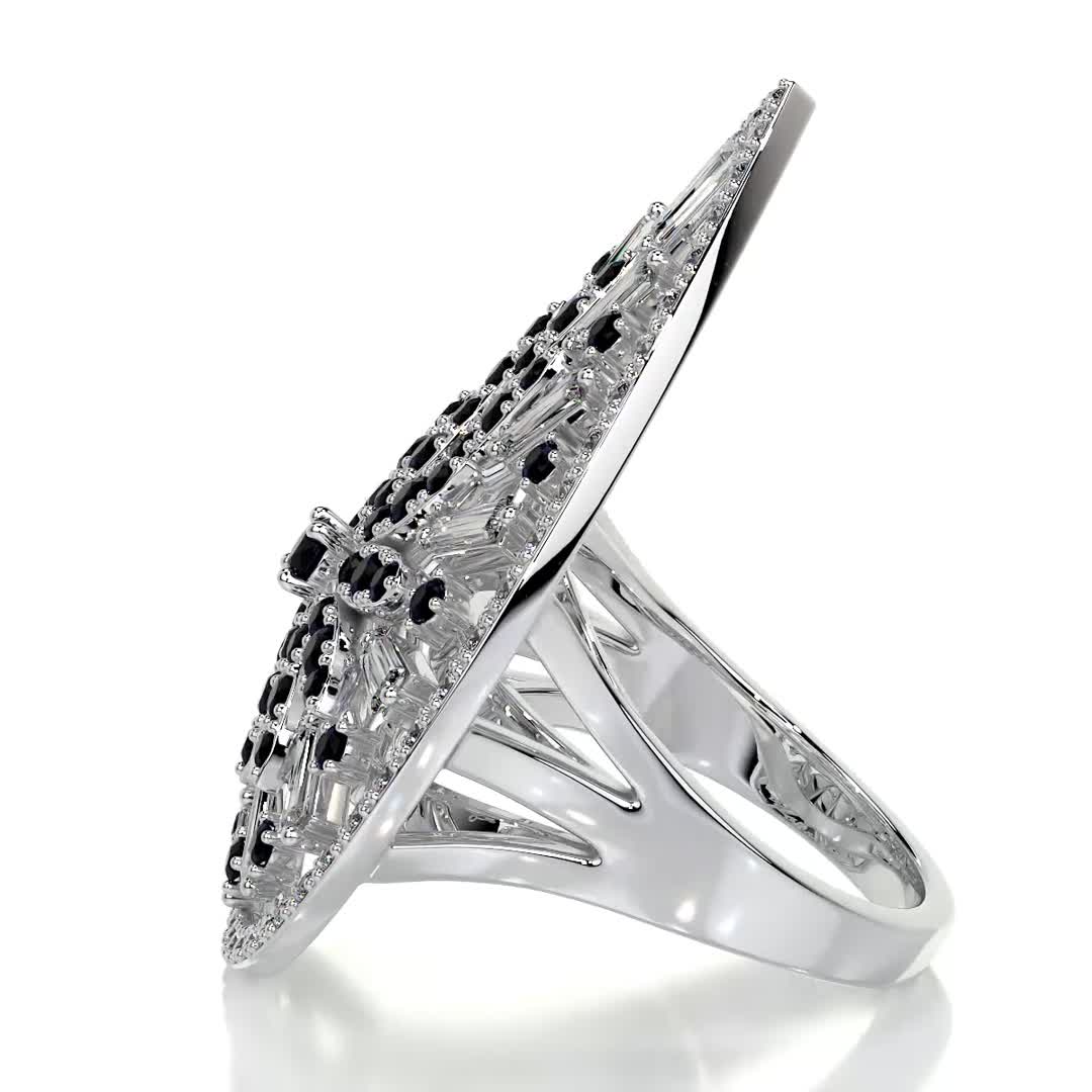 Emmaline Fashion Gemstones & Diamonds Ring   (1.81 Carat) -18K White Gold (RTS)