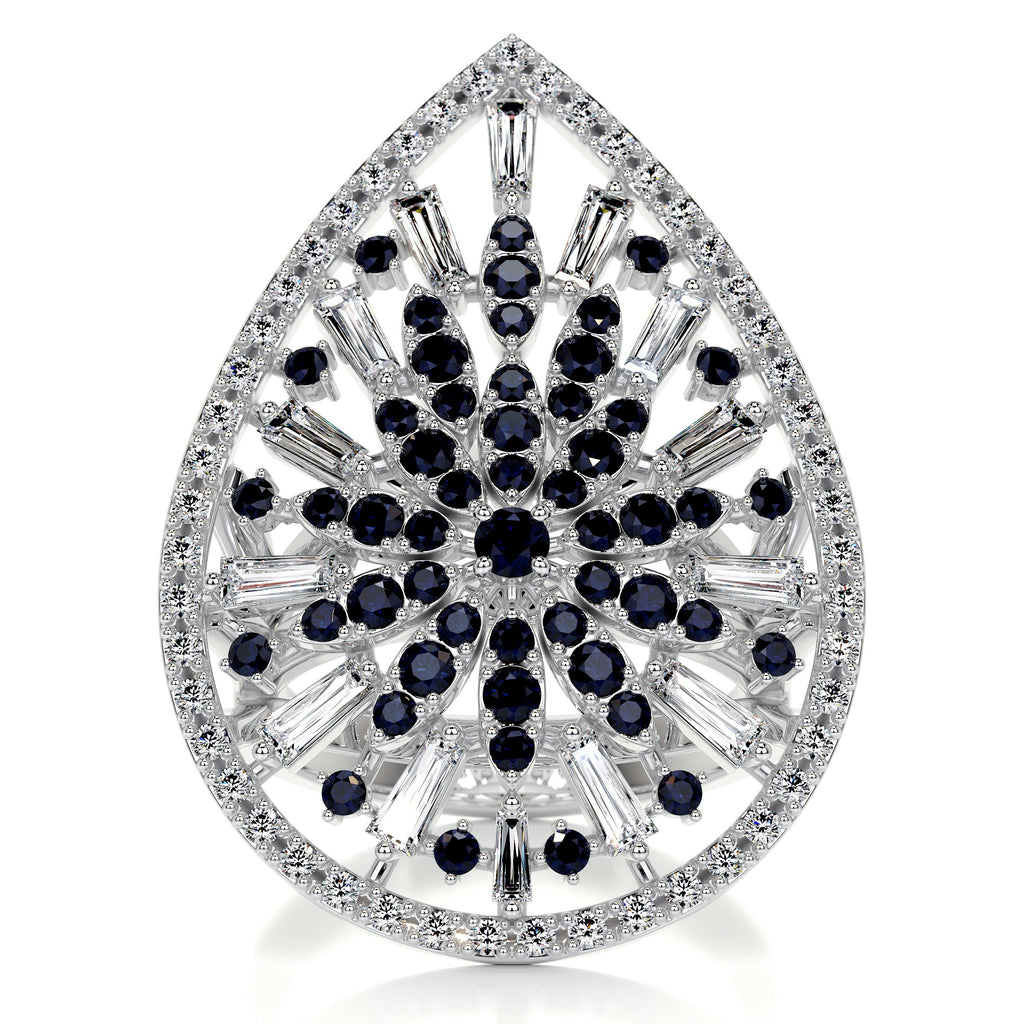 Emmaline Fashion Gemstones & Diamonds Ring   (1.81 Carat) -18K White Gold (RTS)