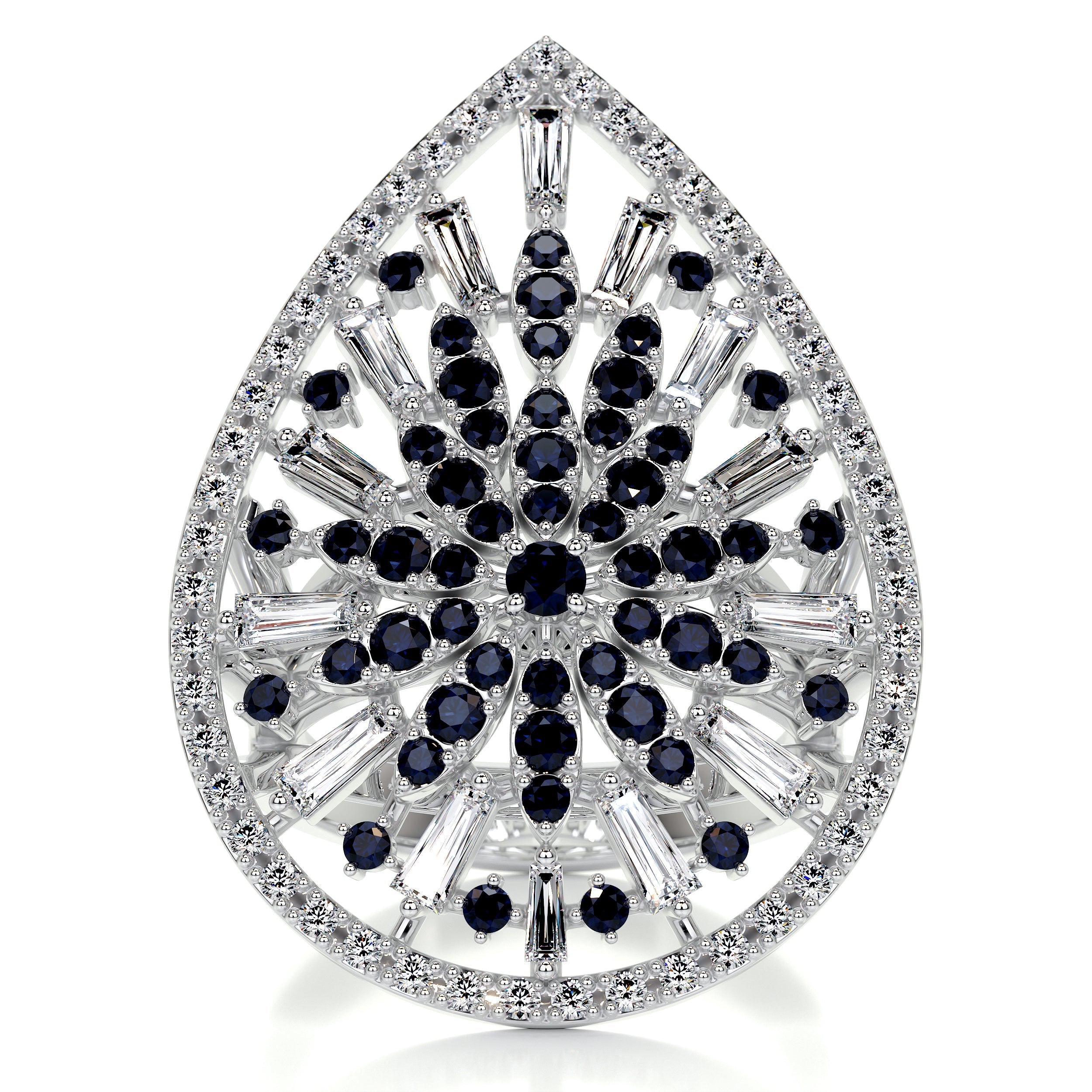 Emmaline Fashion Gemstones & Diamonds Ring   (1.81 Carat) -18K White Gold (RTS)