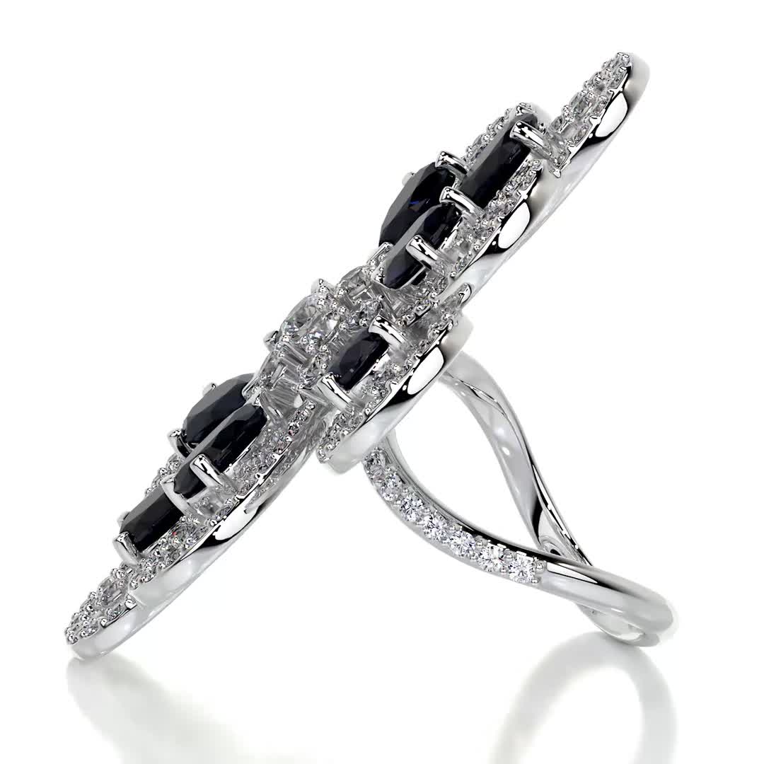 Jayden Fashion Gemstones & Diamonds Ring   (4.55 Carat) -18K White Gold (RTS)