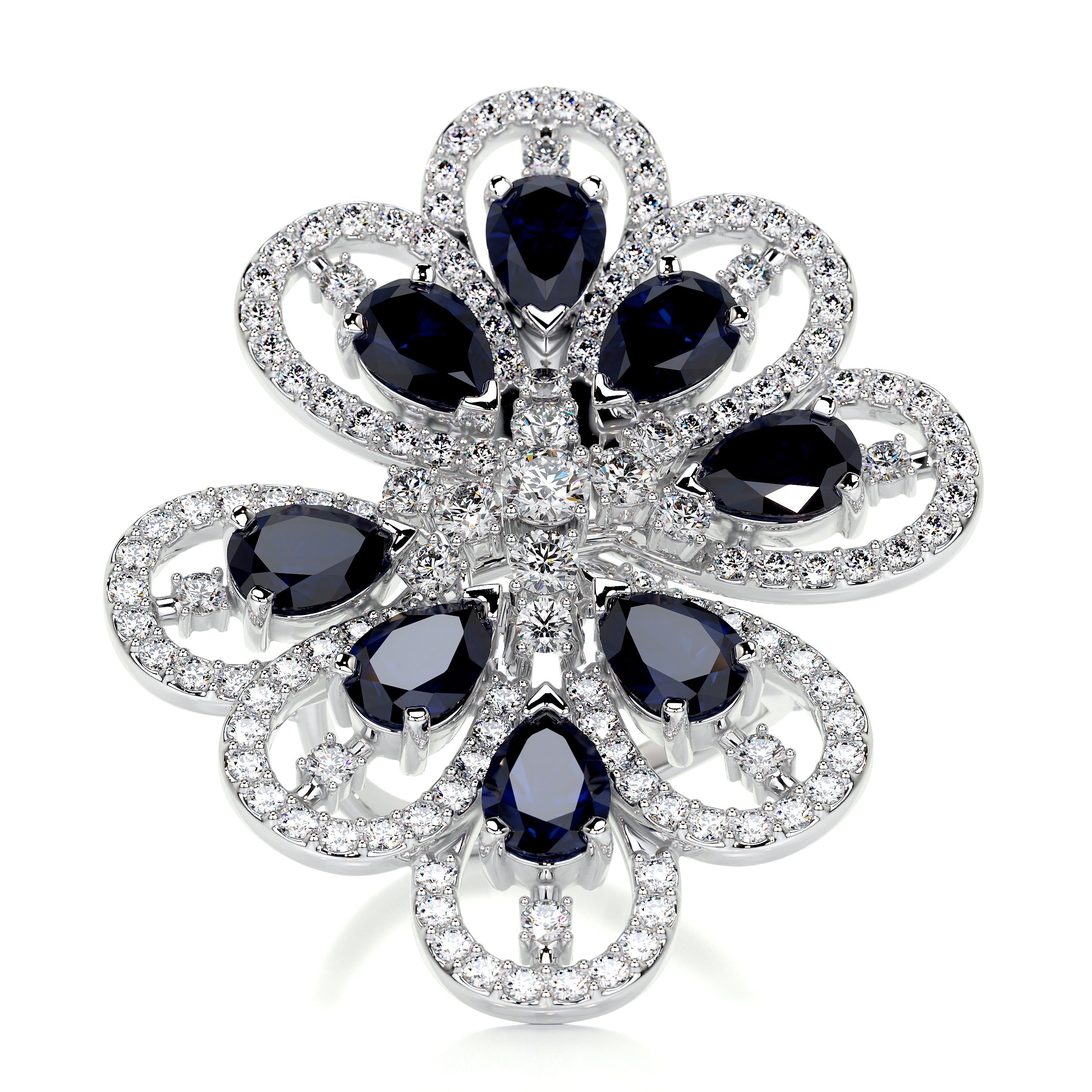 Jayden Fashion Gemstones & Diamonds Ring   (4.55 Carat) -18K White Gold (RTS)