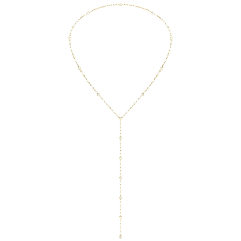 Tie Lab Grown Diamond Necklace   (1.12 Carat) -18K Yellow Gold (RTS)