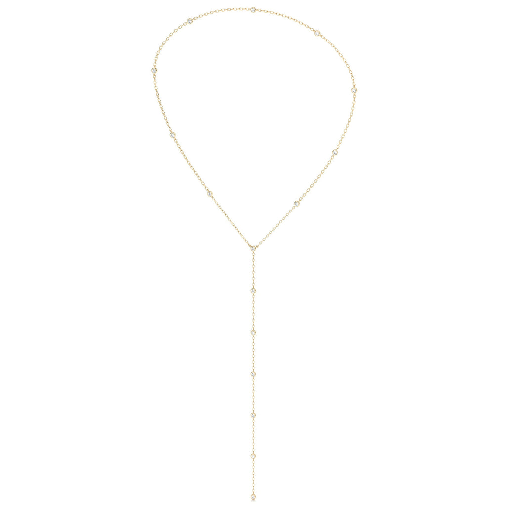 Tie Lab Grown Diamond Necklace   (1.12 Carat) -18K Yellow Gold (RTS)