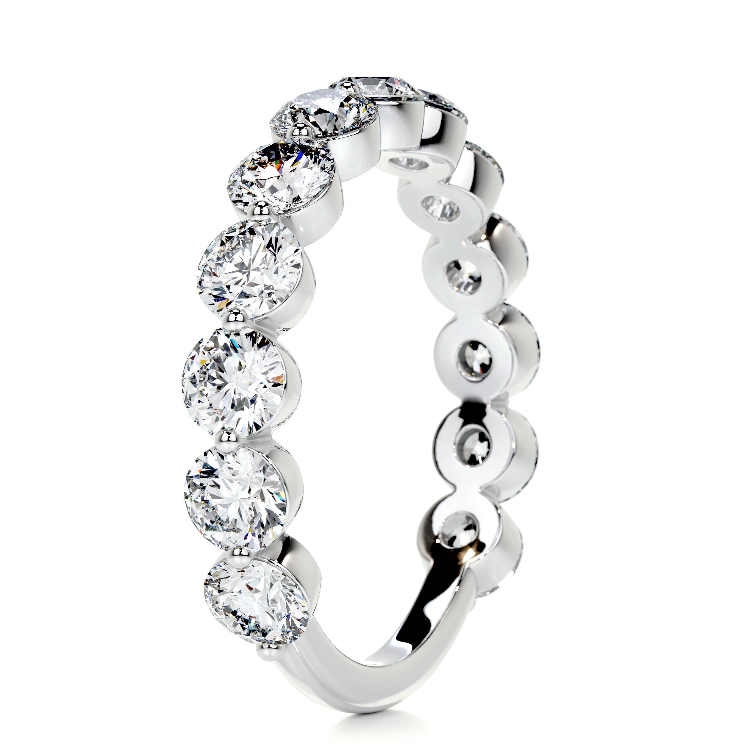 Josie Half-Eternity Wedding Ring   (2 Carat) -14K White Gold (RTS)